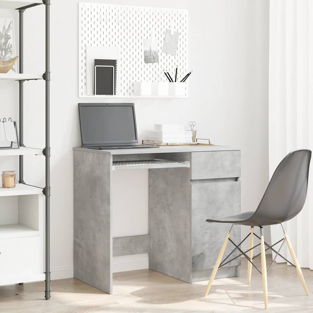 vidaXL Бюро бетонно сиво 86x49x76 см инженерно дърво