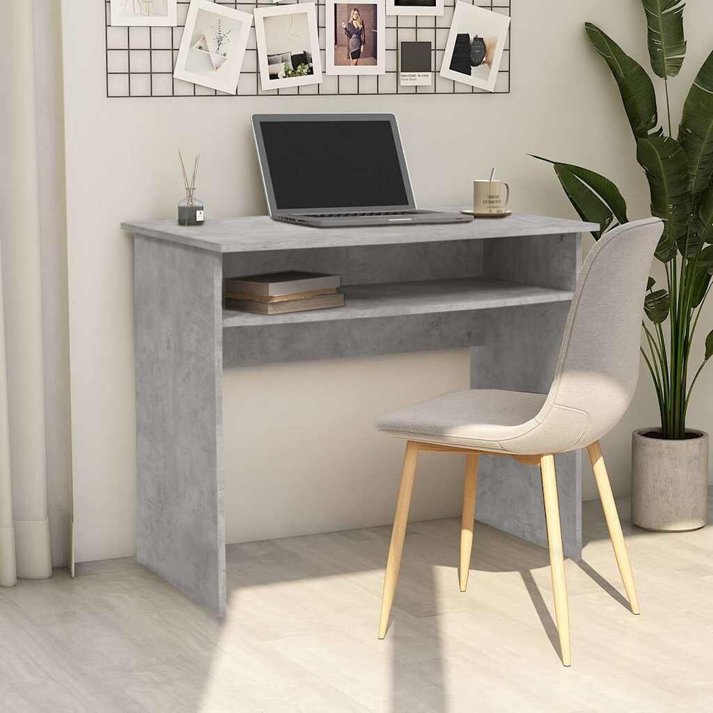 vidaXL Бюро бетонно сиво 90x50x74 см инженерно дърво