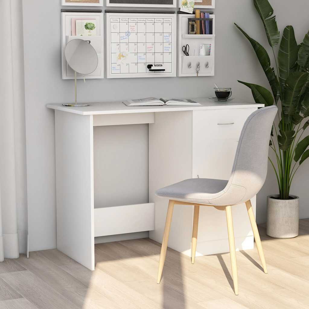 vidaXL Бюро бяло 100x50x76 см инженерно дърво