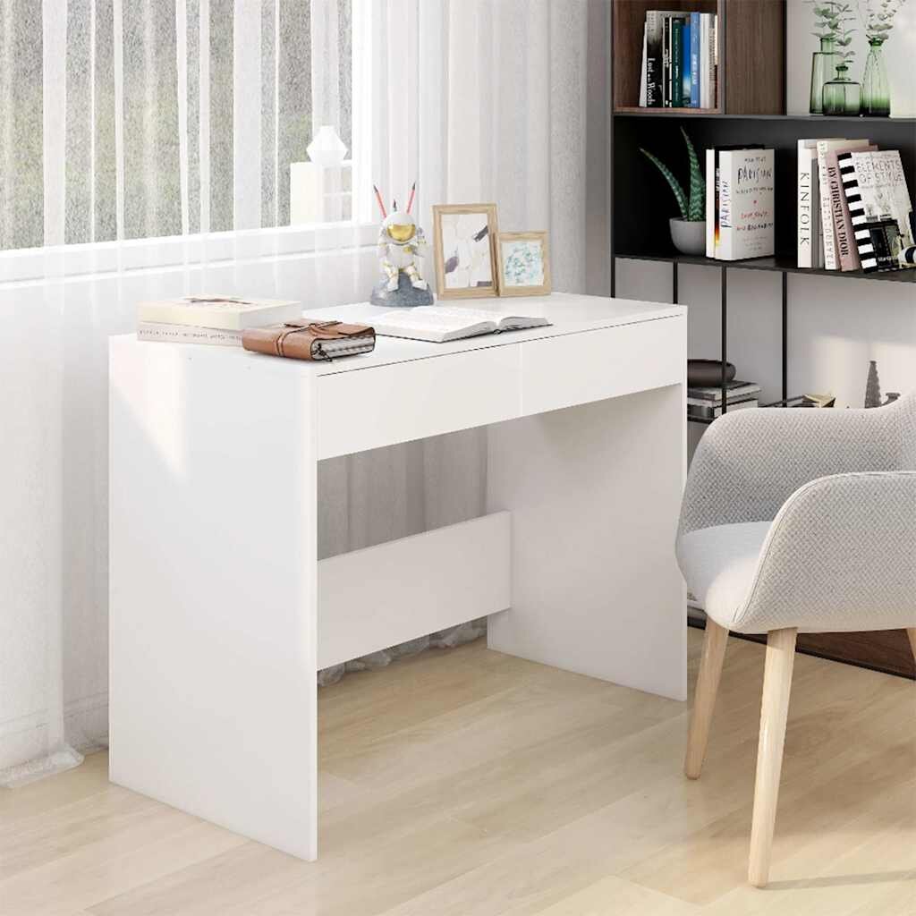 vidaXL Бюро бяло 101x50x765 см инженерно дърво