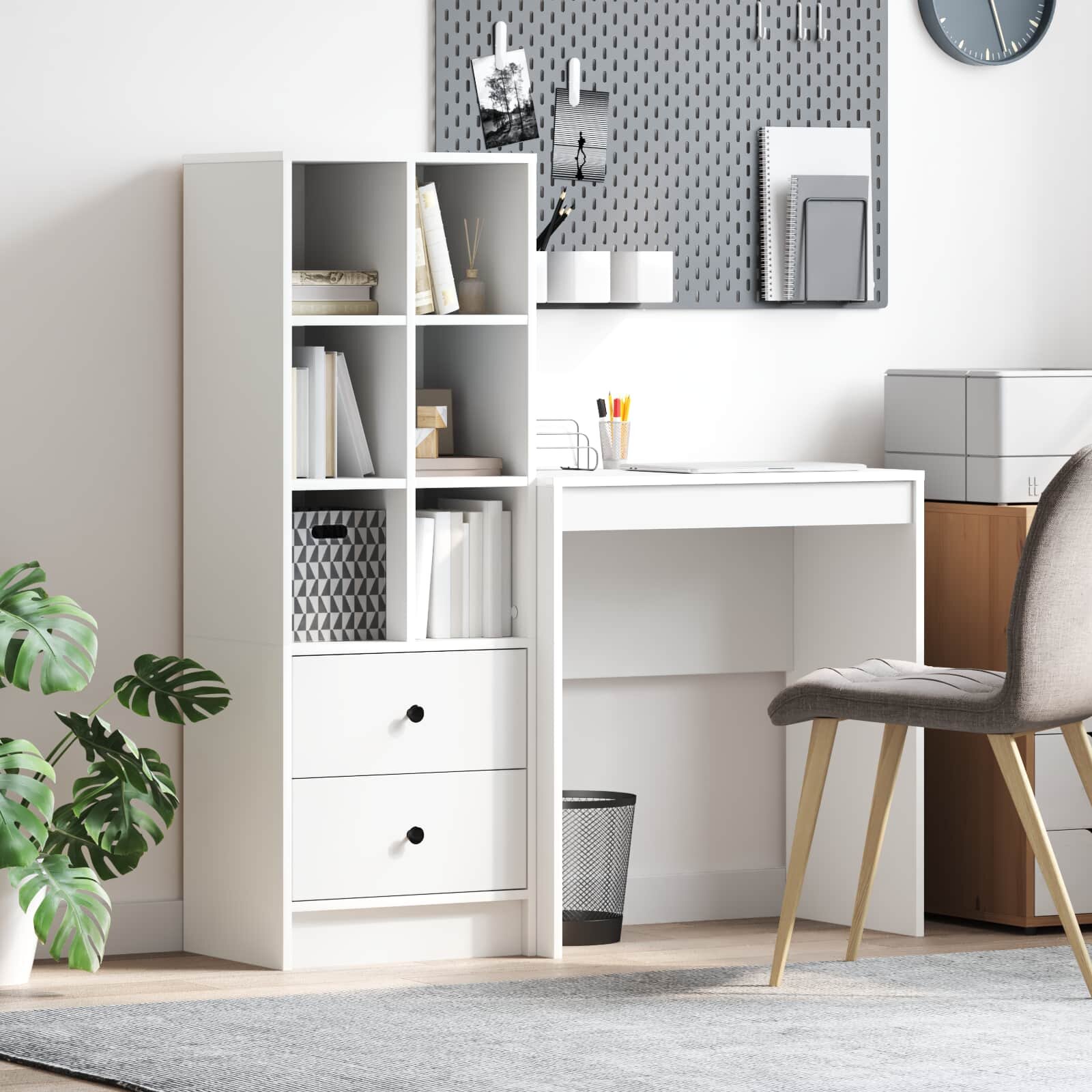 vidaXL Бюро Бяло 1155 x 40 x 127 см 2 бр.