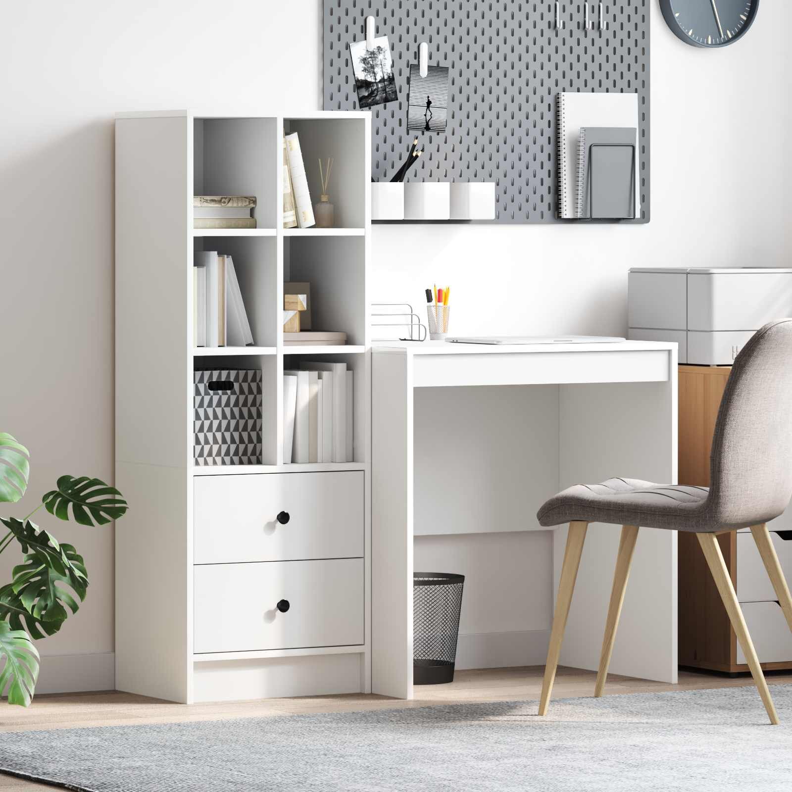 vidaXL Бюро Бяло 1155 x 50 x 127 см 2 бр.