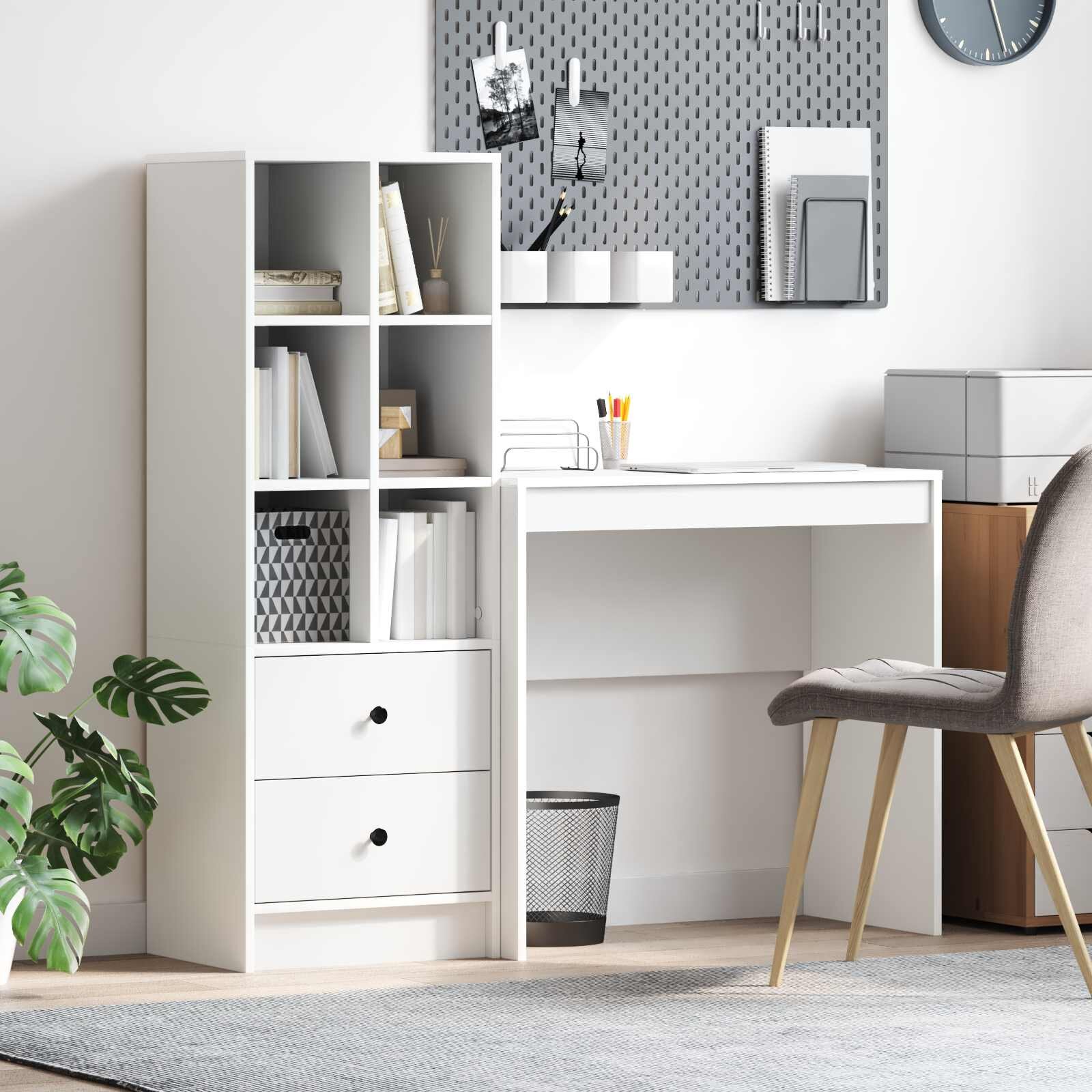 vidaXL Бюро Бяло 1255 x 40 x 127 см 2 бр.