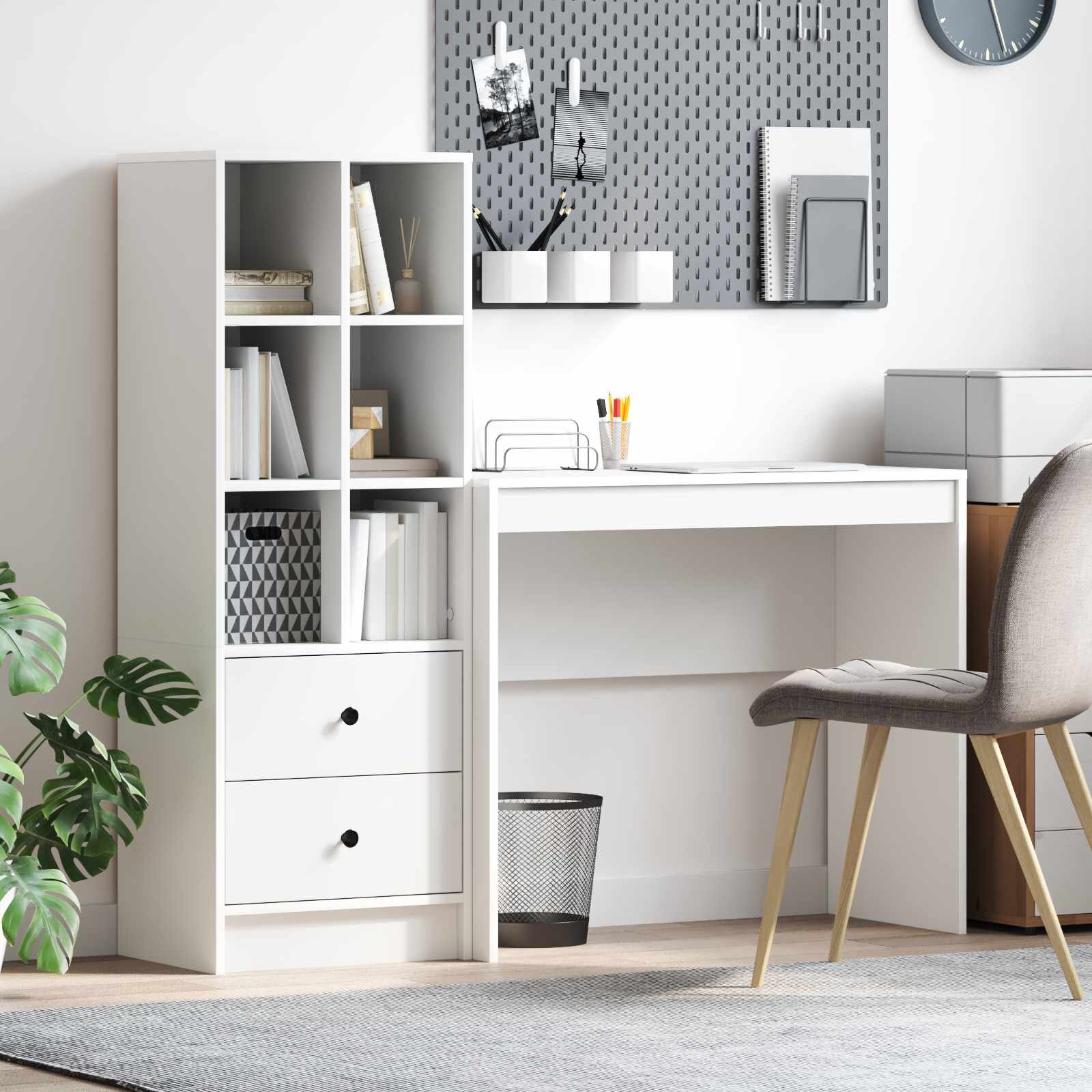 vidaXL Бюро Бяло 1355 x 40 x 127 см 2 бр.