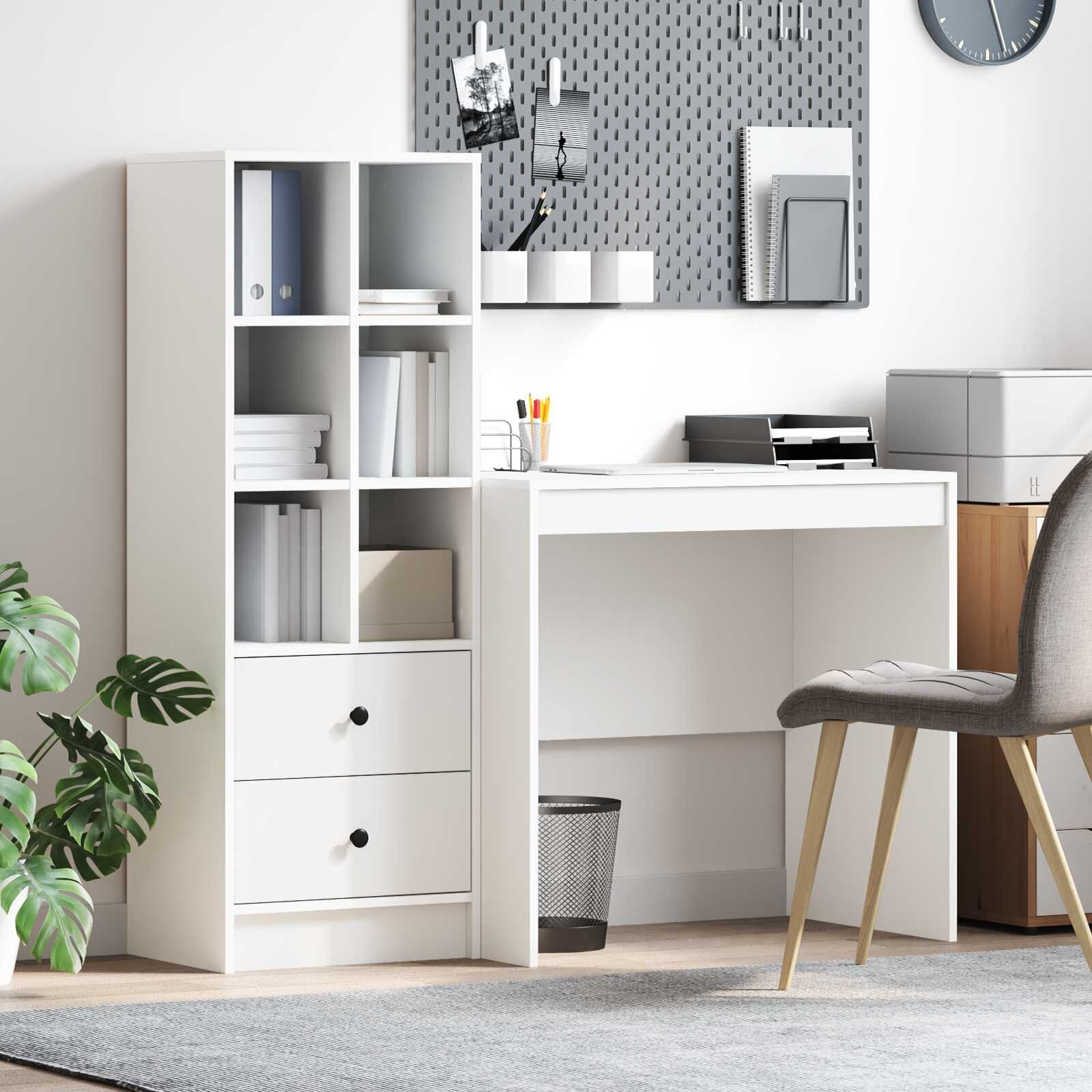 vidaXL Бюро Бяло 1355 x 50 x 127 см 2 бр.