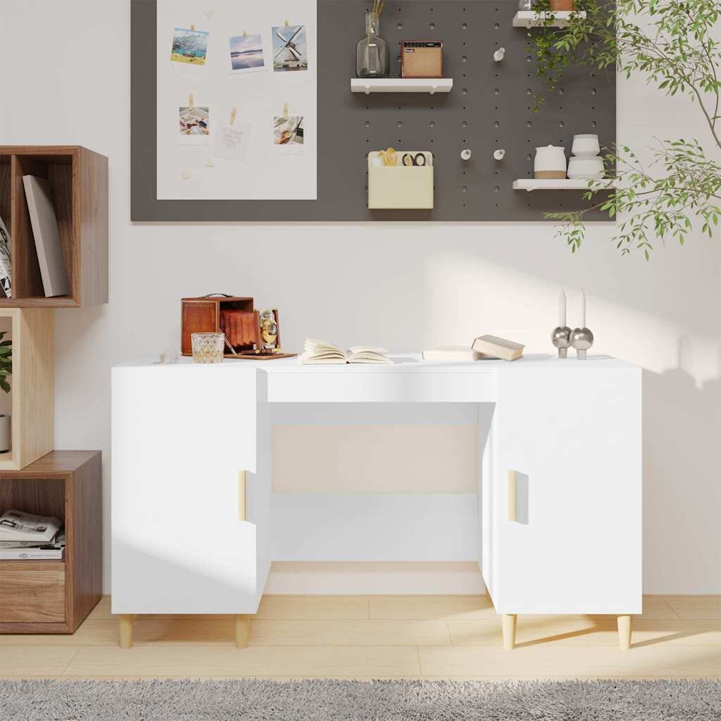 vidaXL Бюро бяло 140x50x75 см инженерно дърво