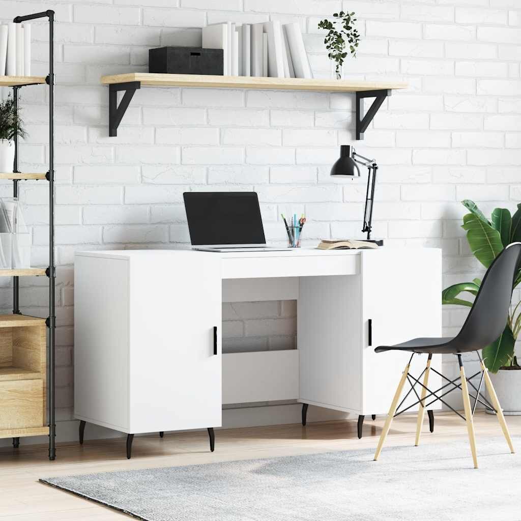vidaXL Бюро бяло 140x50x75 см инженерно дърво