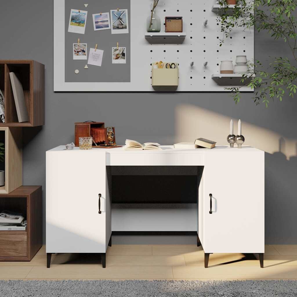vidaXL Бюро бяло 140x50x75 см инженерно дърво