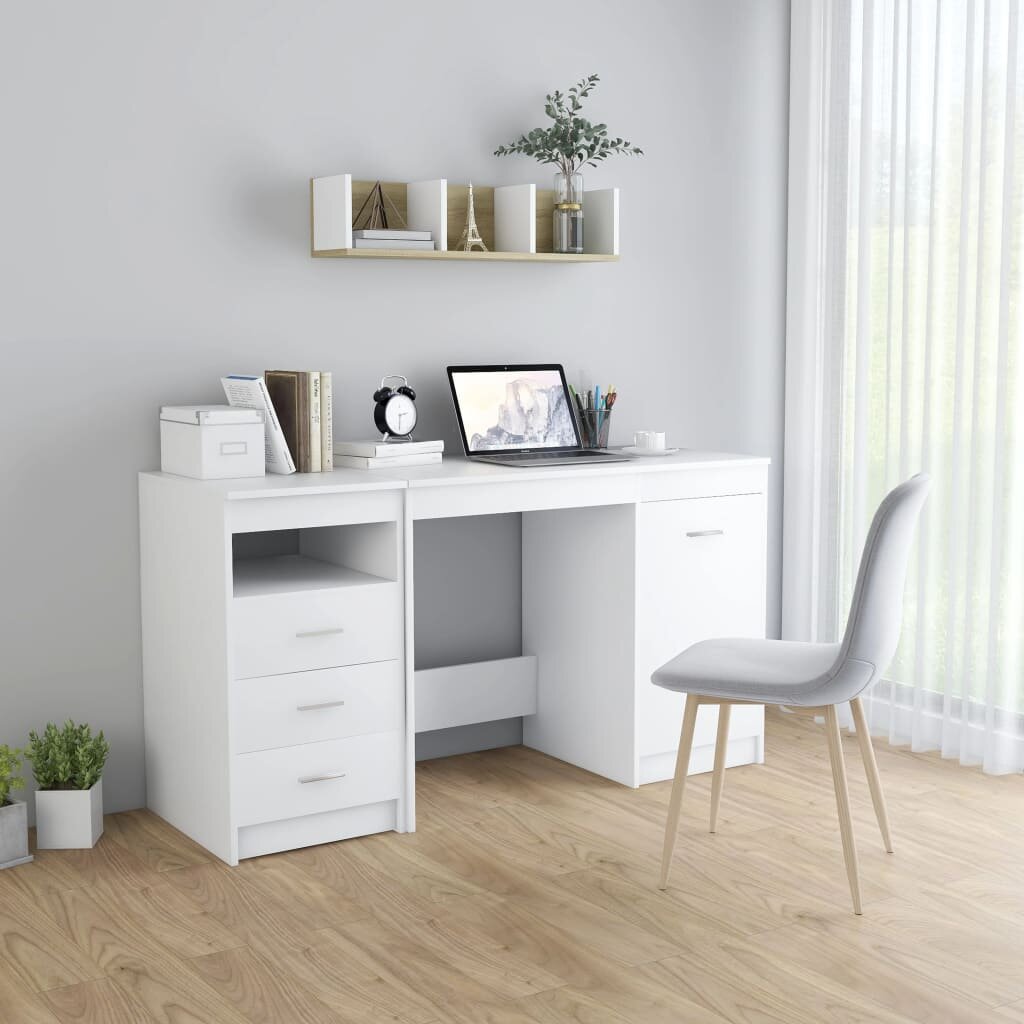 vidaXL Бюро бяло 140x50x76 см инженерно дърво