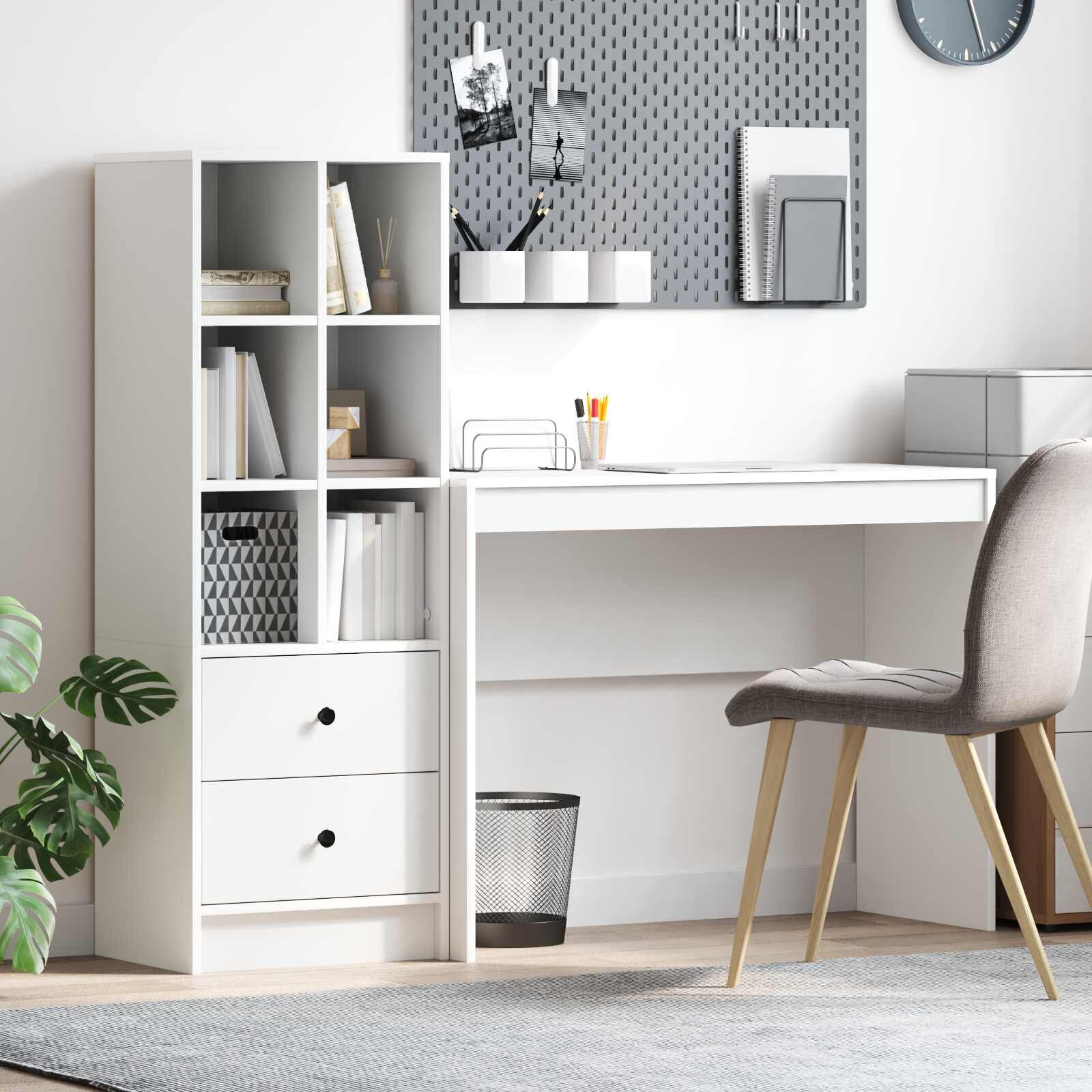 vidaXL Бюро Бяло 1455 x 40 x 127 см 2 бр.