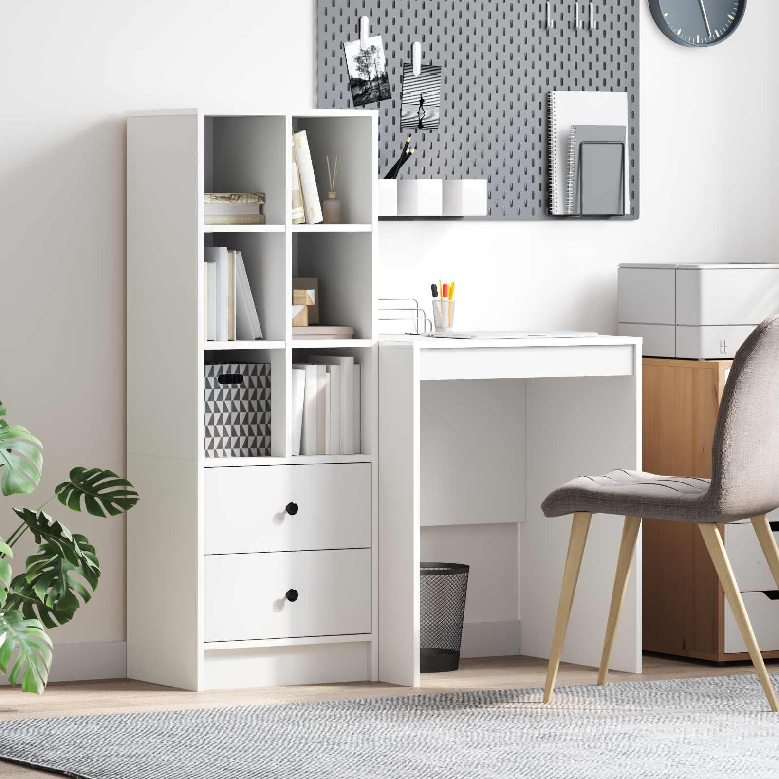 vidaXL Бюро Бяло 1455 x 40 x 127 см 2 бр.