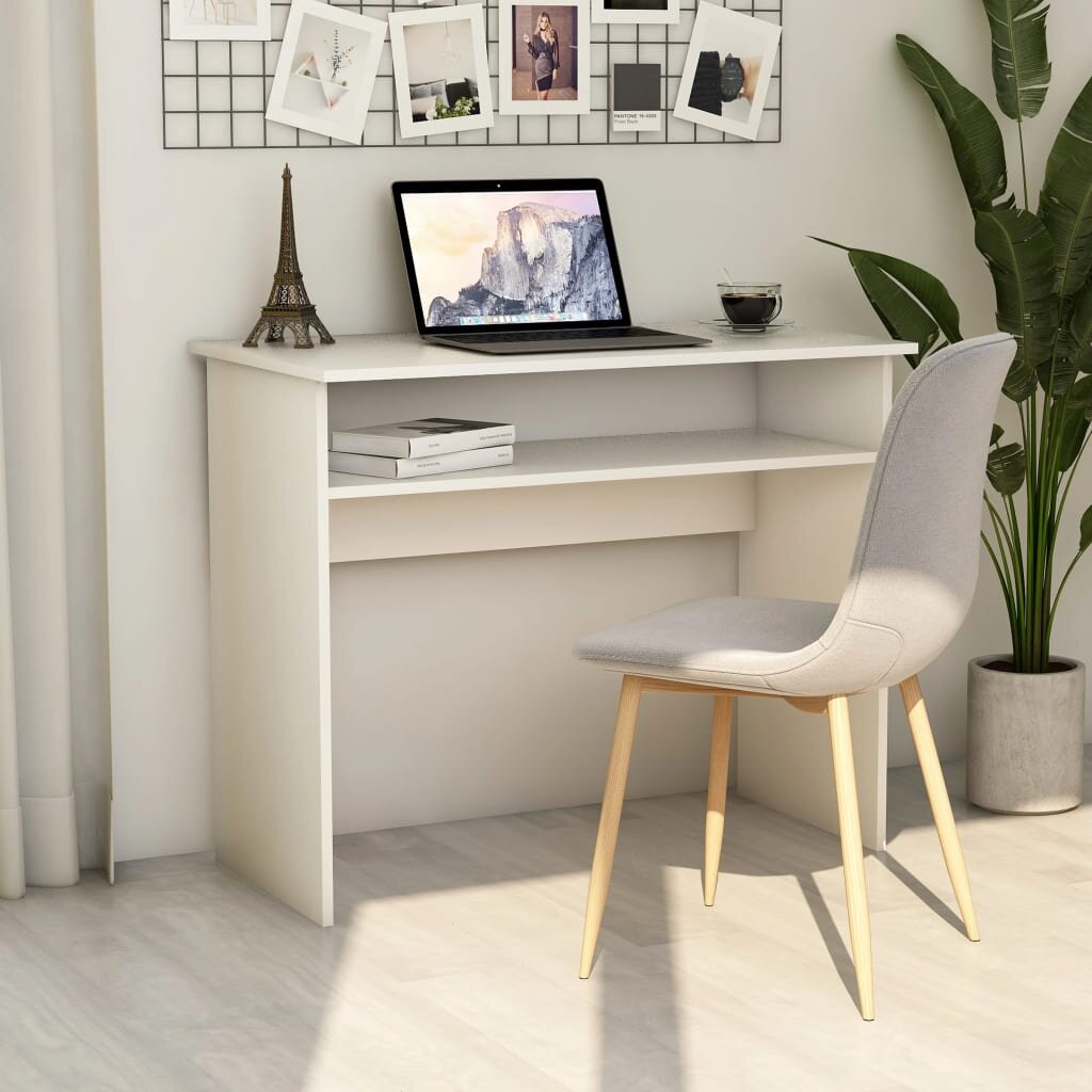 vidaXL Бюро бяло 90x50x74 см инженерно дърво