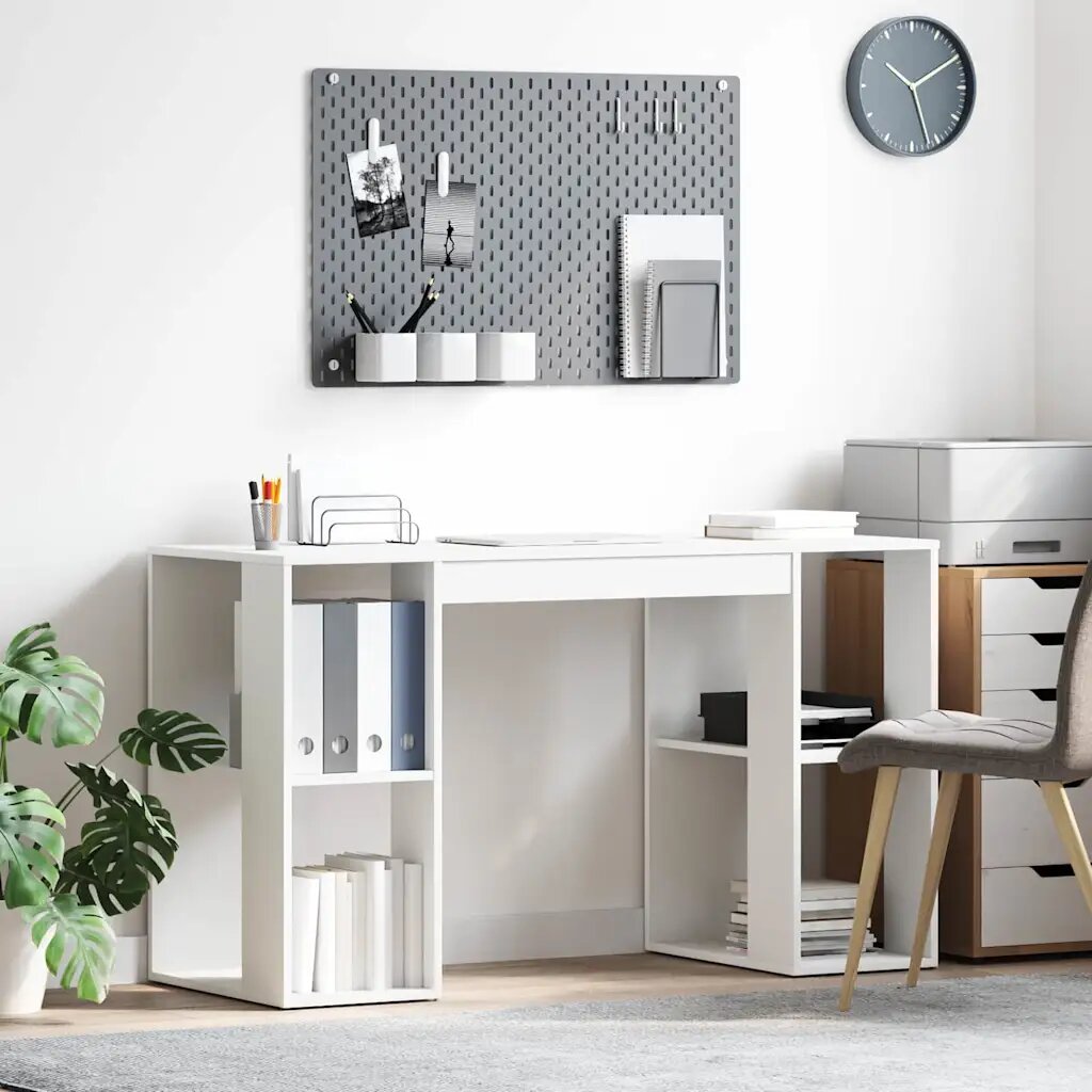 vidaXL Бюро Бяло Инженерна дървесина 130 x 50.5 x 75 см