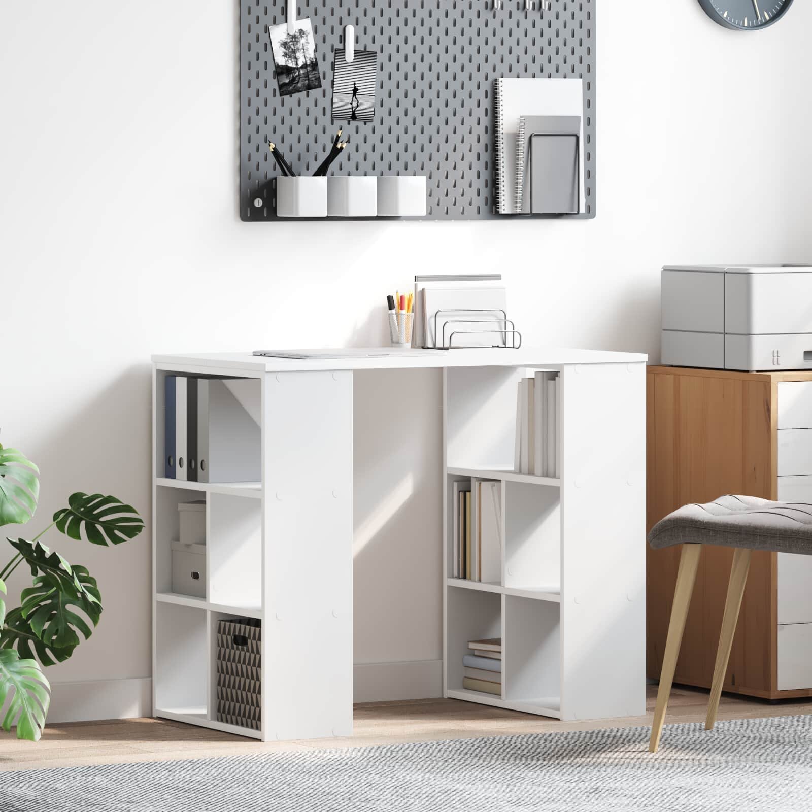 vidaXL Бюро Бяло Инженерна дървесина 90 x 50 x 75 см