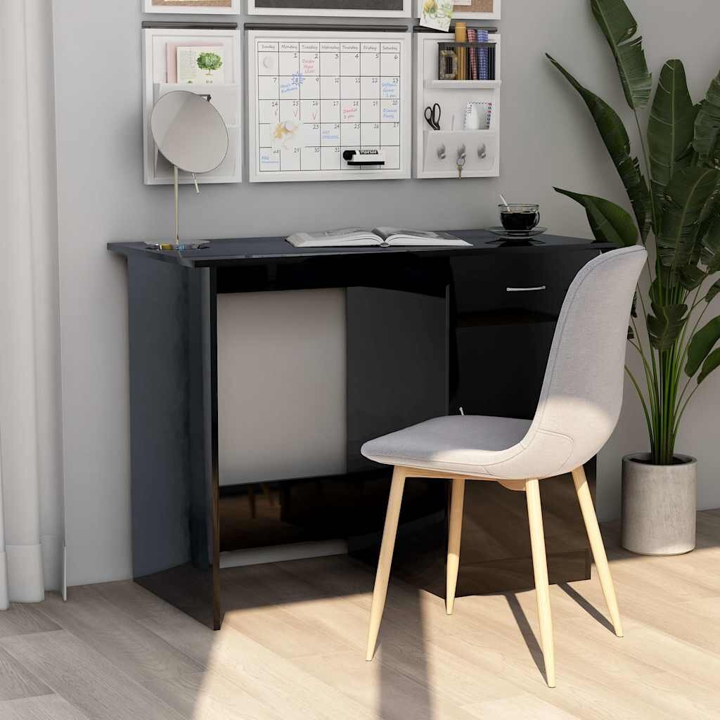 vidaXL Бюро черен гланц 100x50x76 см ПДЧ