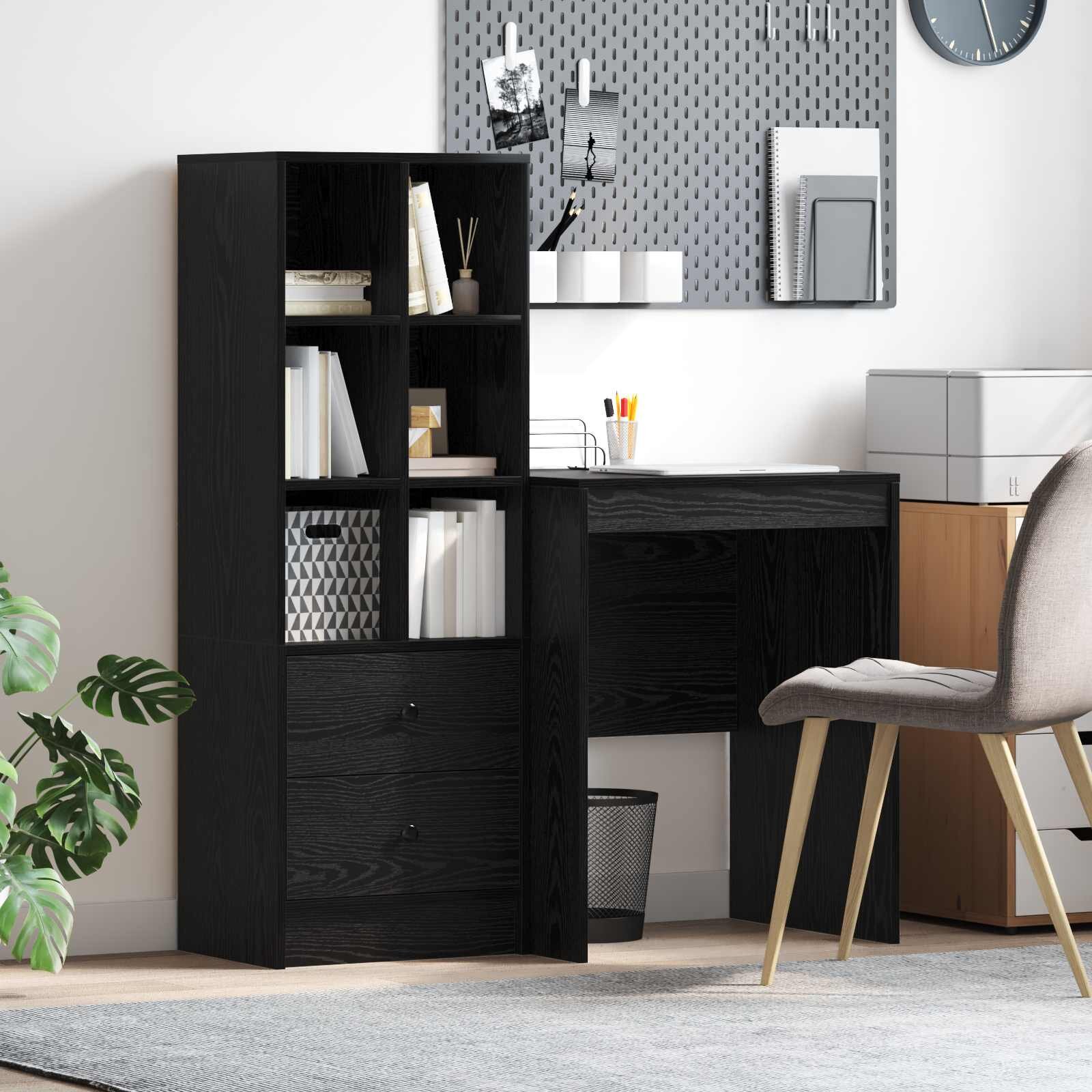 vidaXL Бюро Черния дъб 1055 x 50 x 127 см 2 бр.