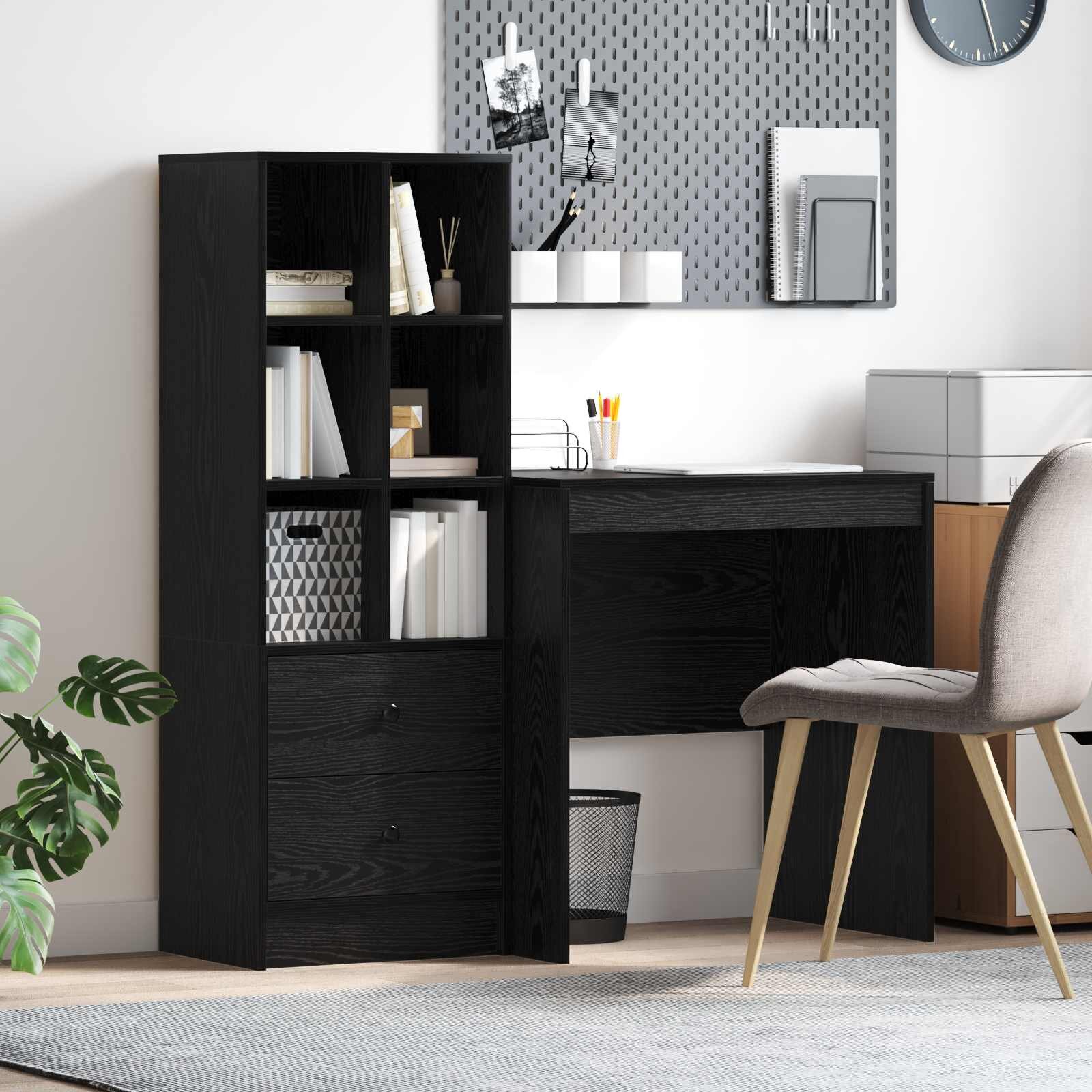 vidaXL Бюро Черния дъб 1155 x 50 x 127 см 2 бр.