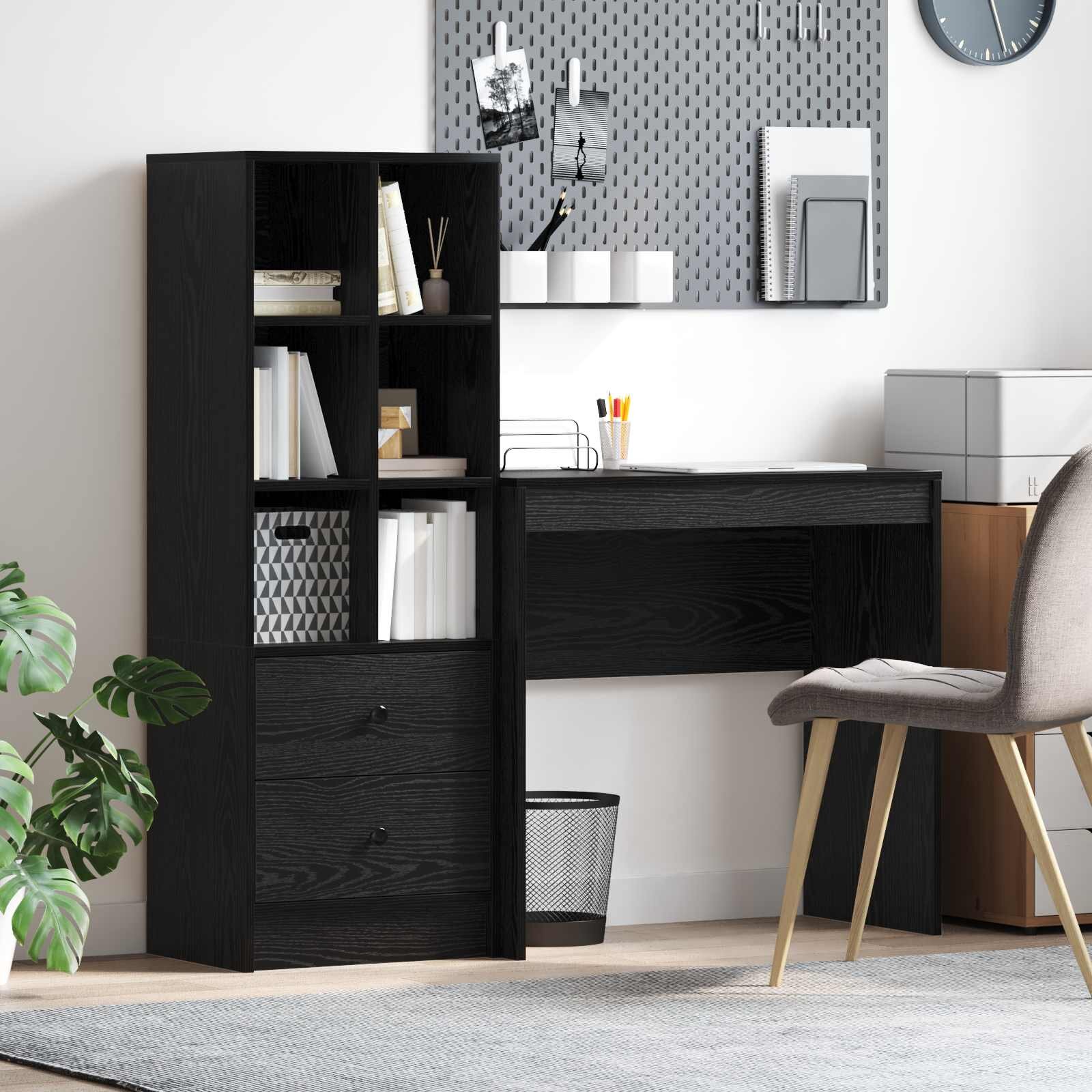 vidaXL Бюро Черния дъб 1255 x 40 x 127 см 2 бр.