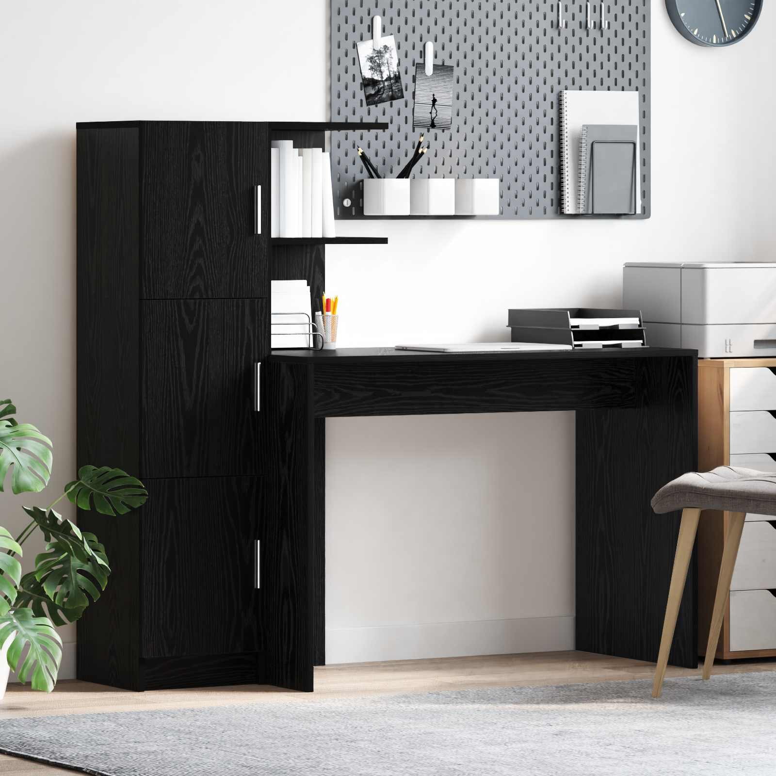 vidaXL Бюро Черния дъб 133.5 x 50 x 124 см 2 бр.
