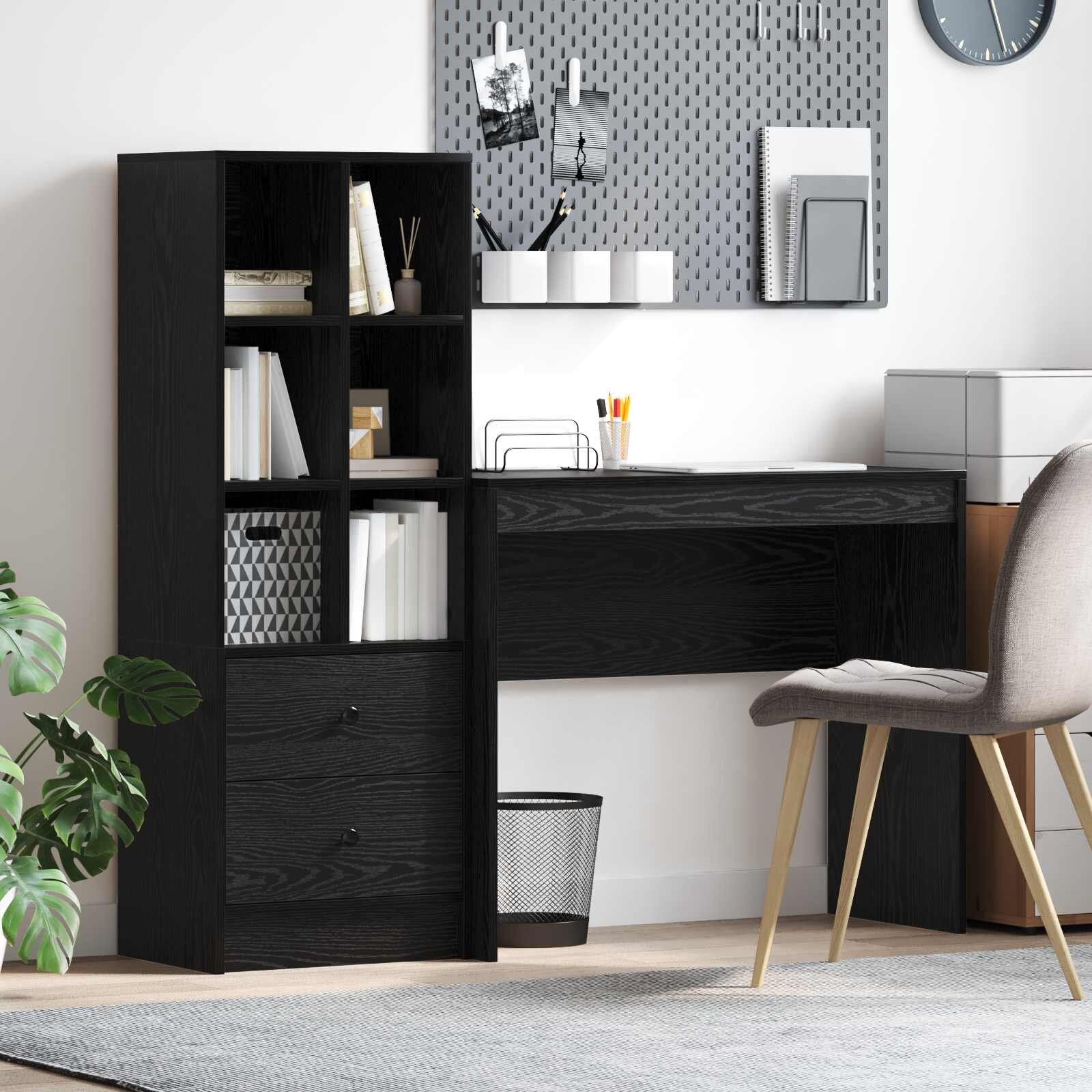 vidaXL Бюро Черния дъб 1355 x 40 x 127 см 2 бр.