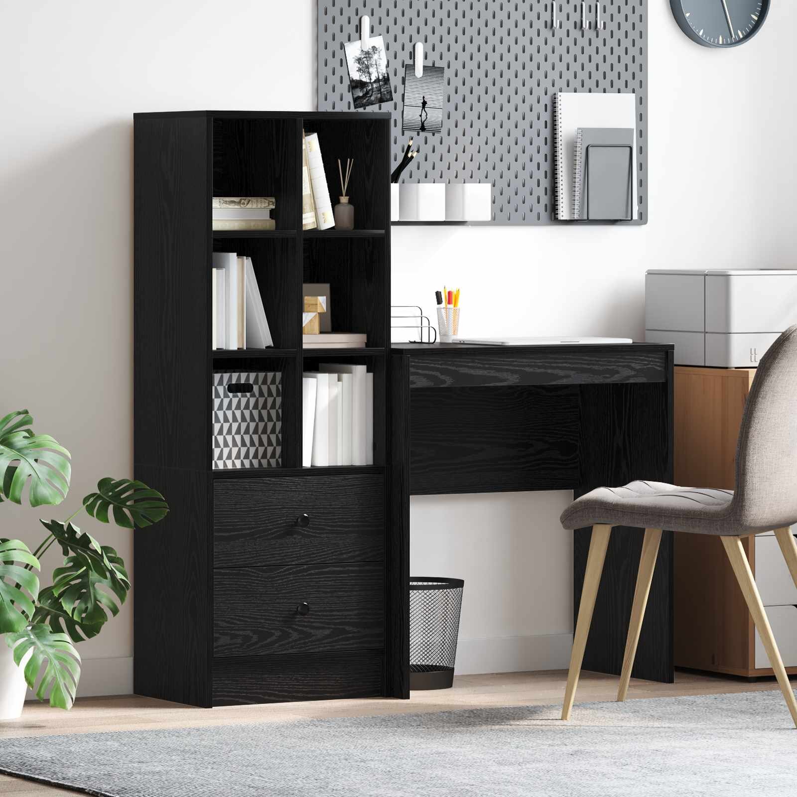 vidaXL Бюро Черния дъб 1355 x 50 x 127 см 2 бр.