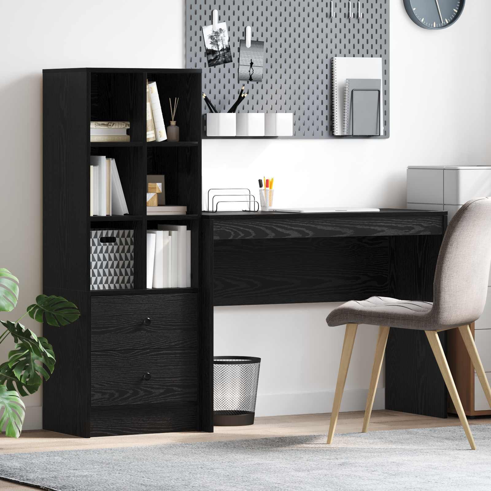 vidaXL Бюро Черния дъб 1455 x 40 x 127 см 2 бр.