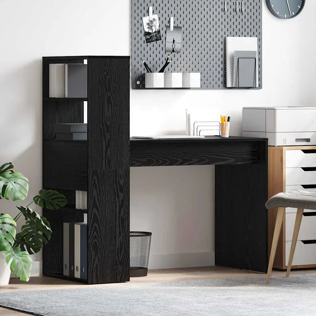 vidaXL Бюро Черния дъб Инженерна дървесина 113 x 54 x 120 см