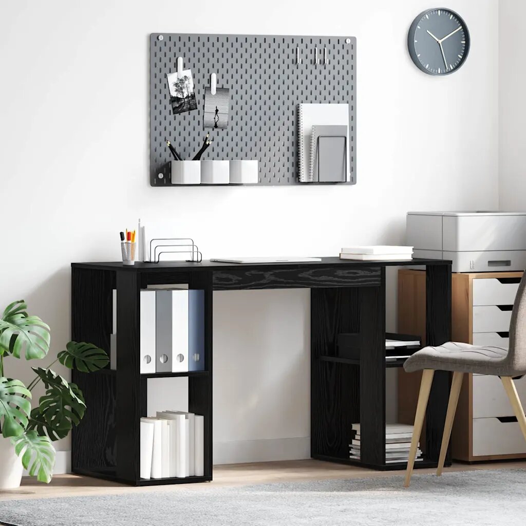 vidaXL Бюро Черния дъб Инженерна дървесина 130 x 50.5 x 75 см