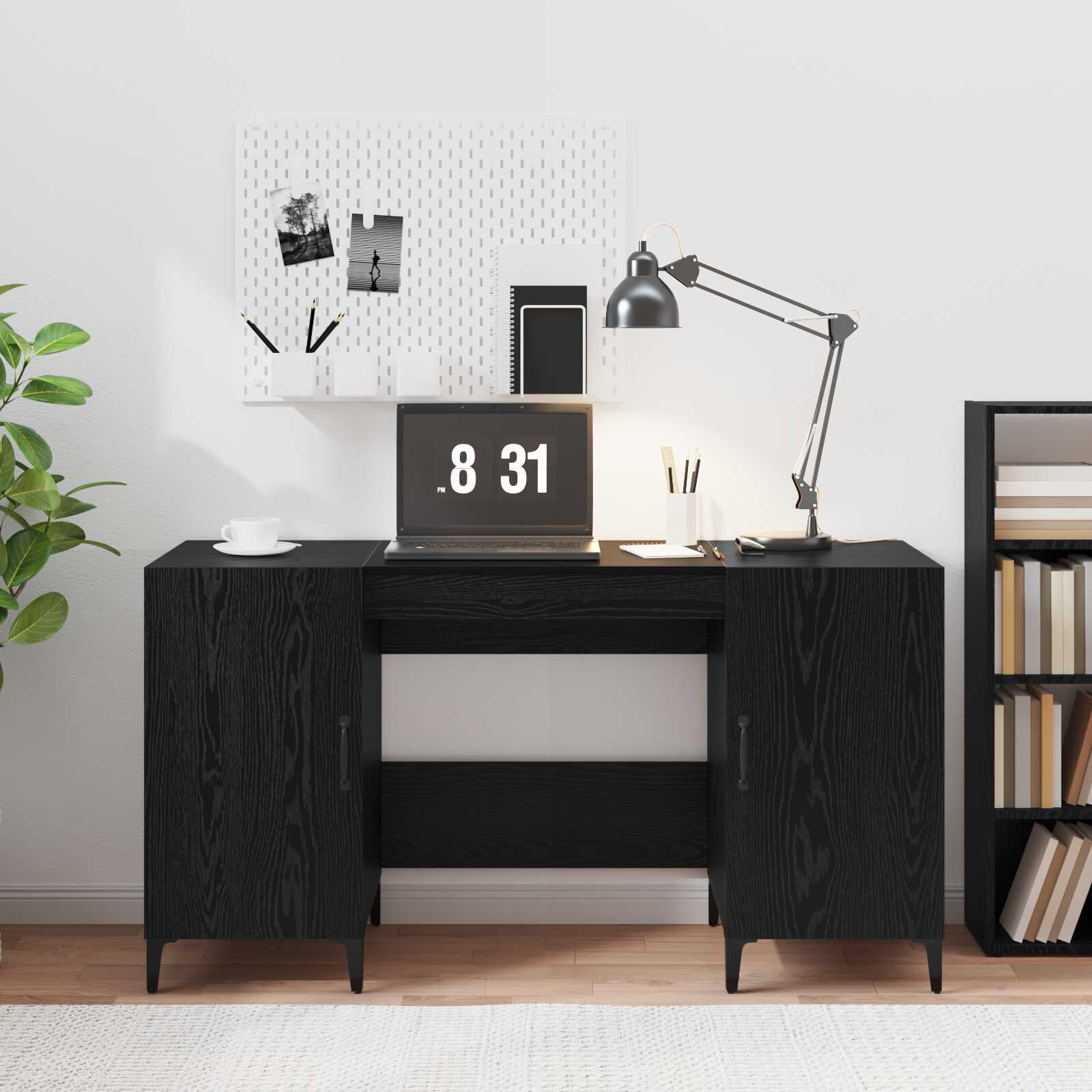 vidaXL Бюро Черния дъб Инженерна дървесина 140 x 50 x 75 см