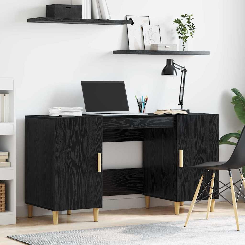 vidaXL Бюро Черния дъб Инженерна дървесина 140 x 50 x 75 см