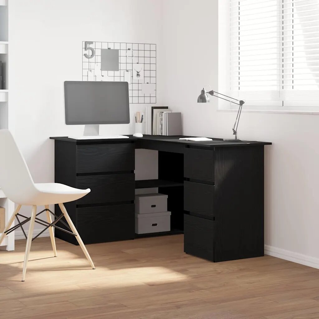 vidaXL Бюро Черния дъб Инженерна дървесина 145 x 100 x 76 см