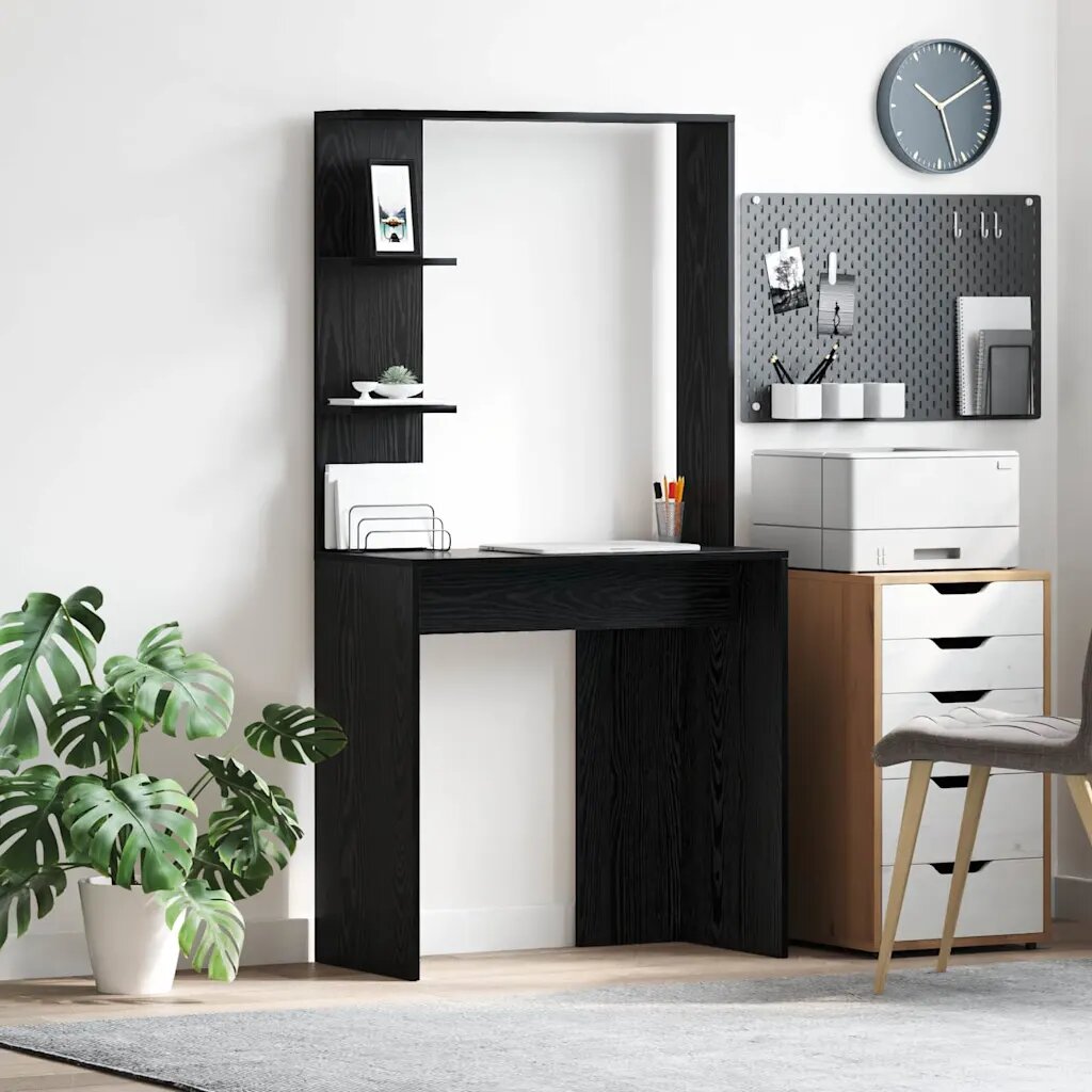 vidaXL Бюро Черния дъб Инженерна дървесина 785 x 37 x 1545 см