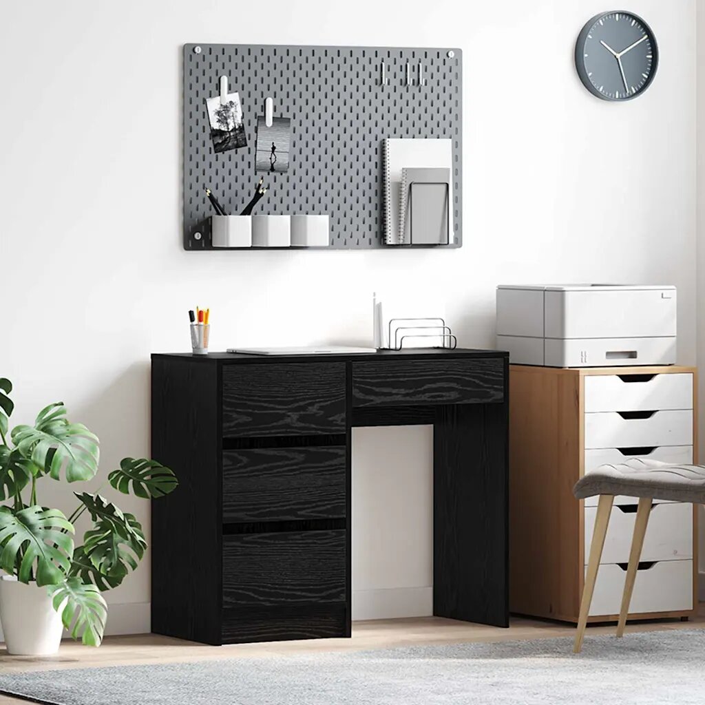 vidaXL Бюро Черния дъб Инженерна дървесина 90 x 37.5 x 75 см