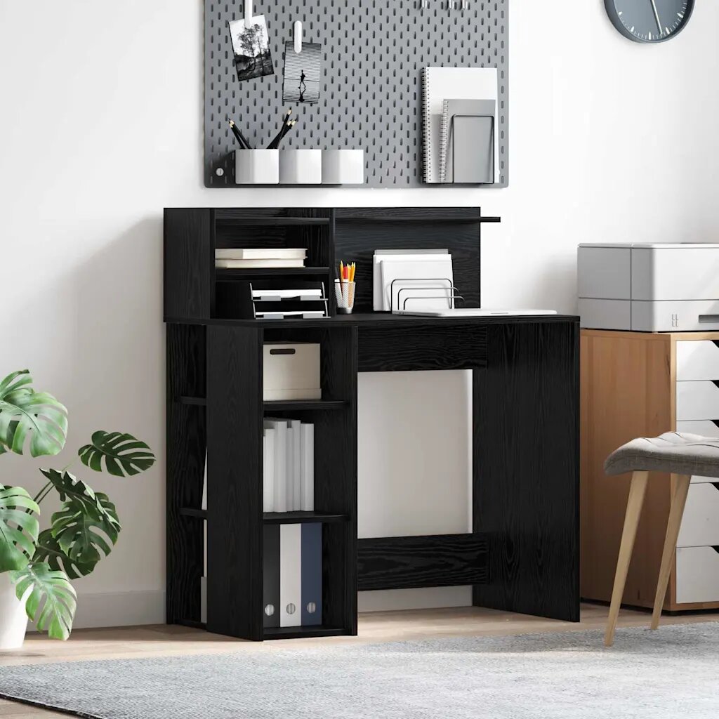 vidaXL Бюро Черния дъб Инженерна дървесина 90 x 48 x 1015 см