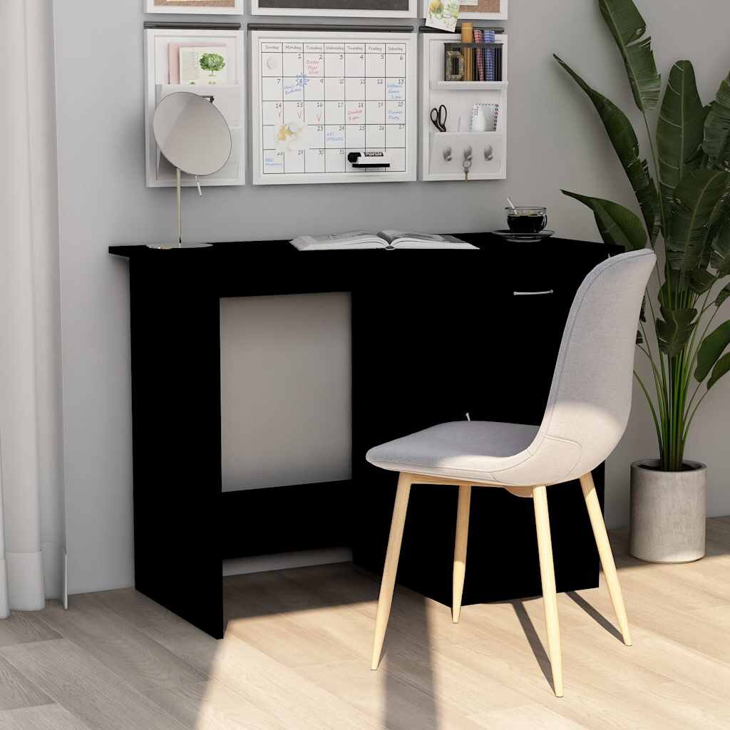vidaXL Бюро черно 100x50x76 см инженерно дърво
