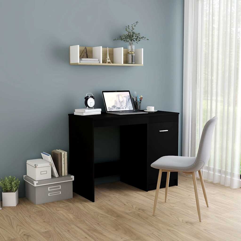 vidaXL Бюро черно 100x50x76 см инженерно дърво