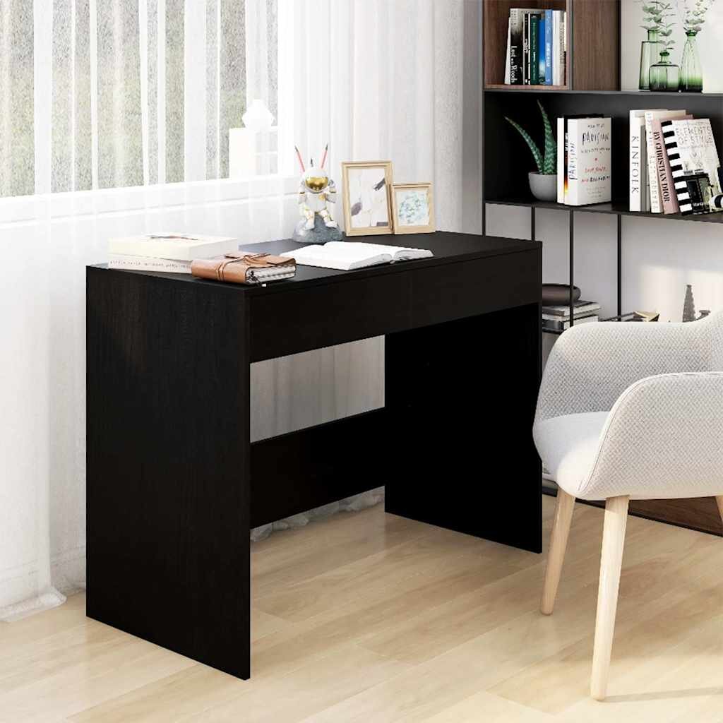 vidaXL Бюро черно 101x50x765 см инженерно дърво