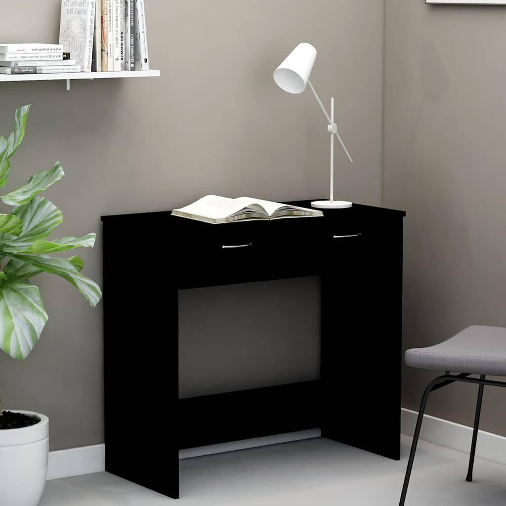 vidaXL Бюро черно 80x40x75 см инженерно дърво