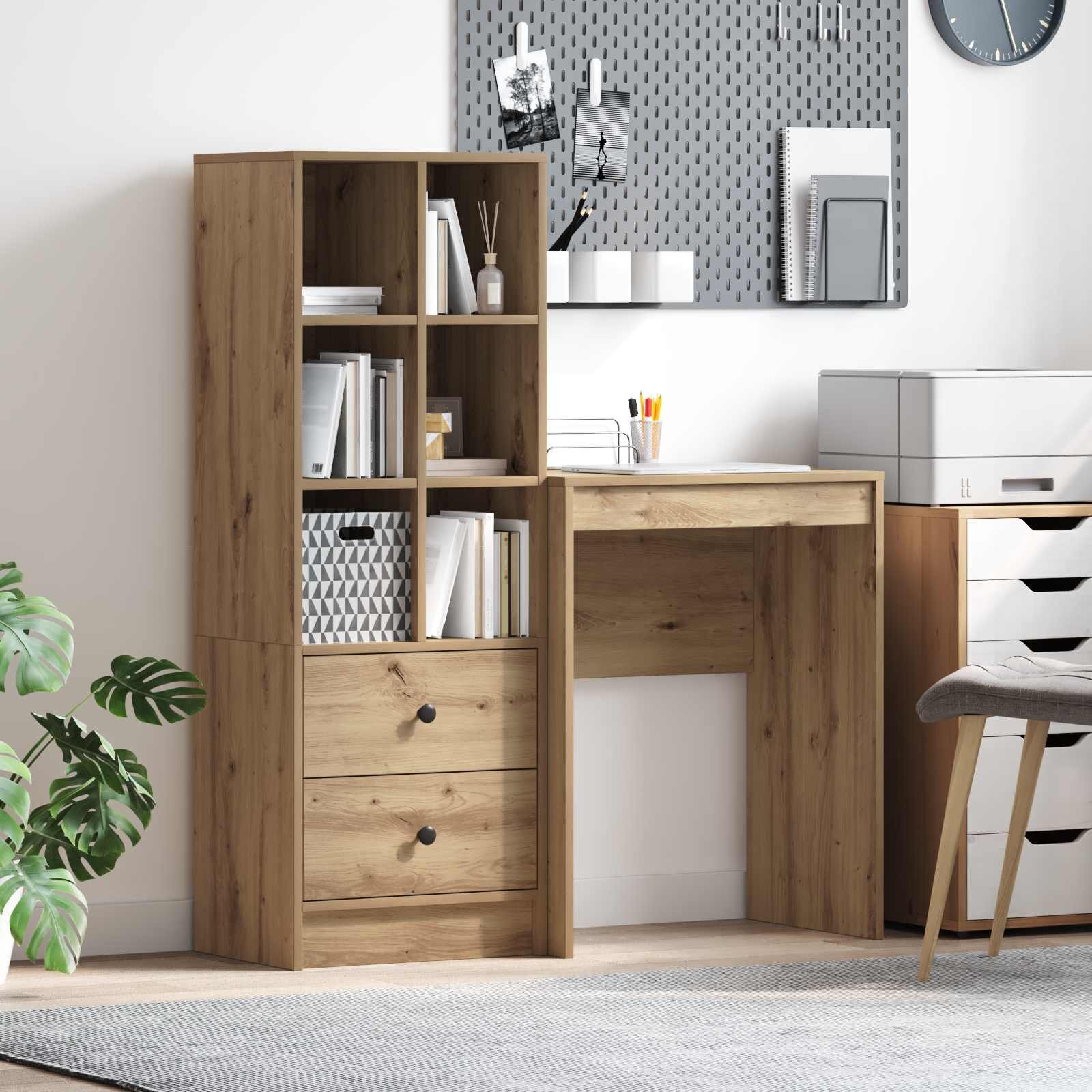 vidaXL Бюро Дъб 1055 x 34 x 127 см 2 бр.