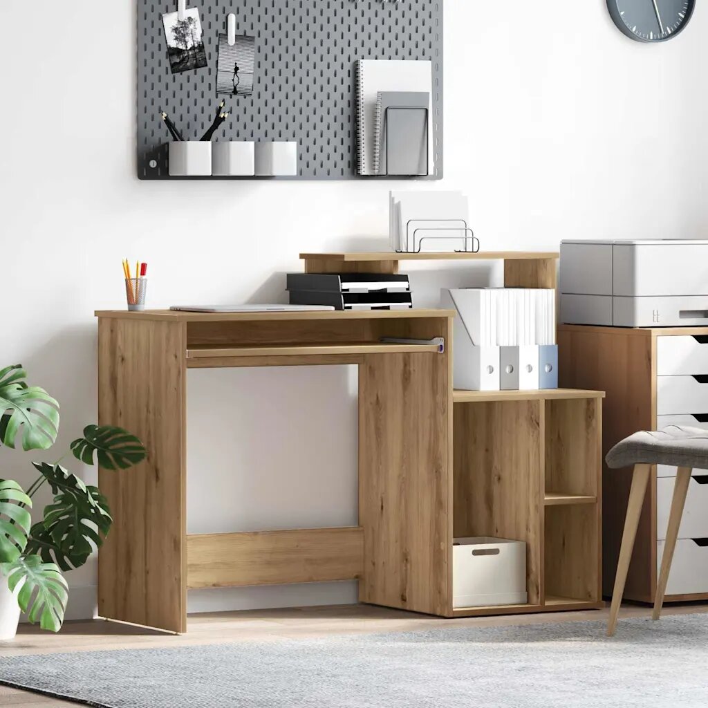 vidaXL Бюро Дъб 1205 x 44 x 885 см Инженерна дървесина