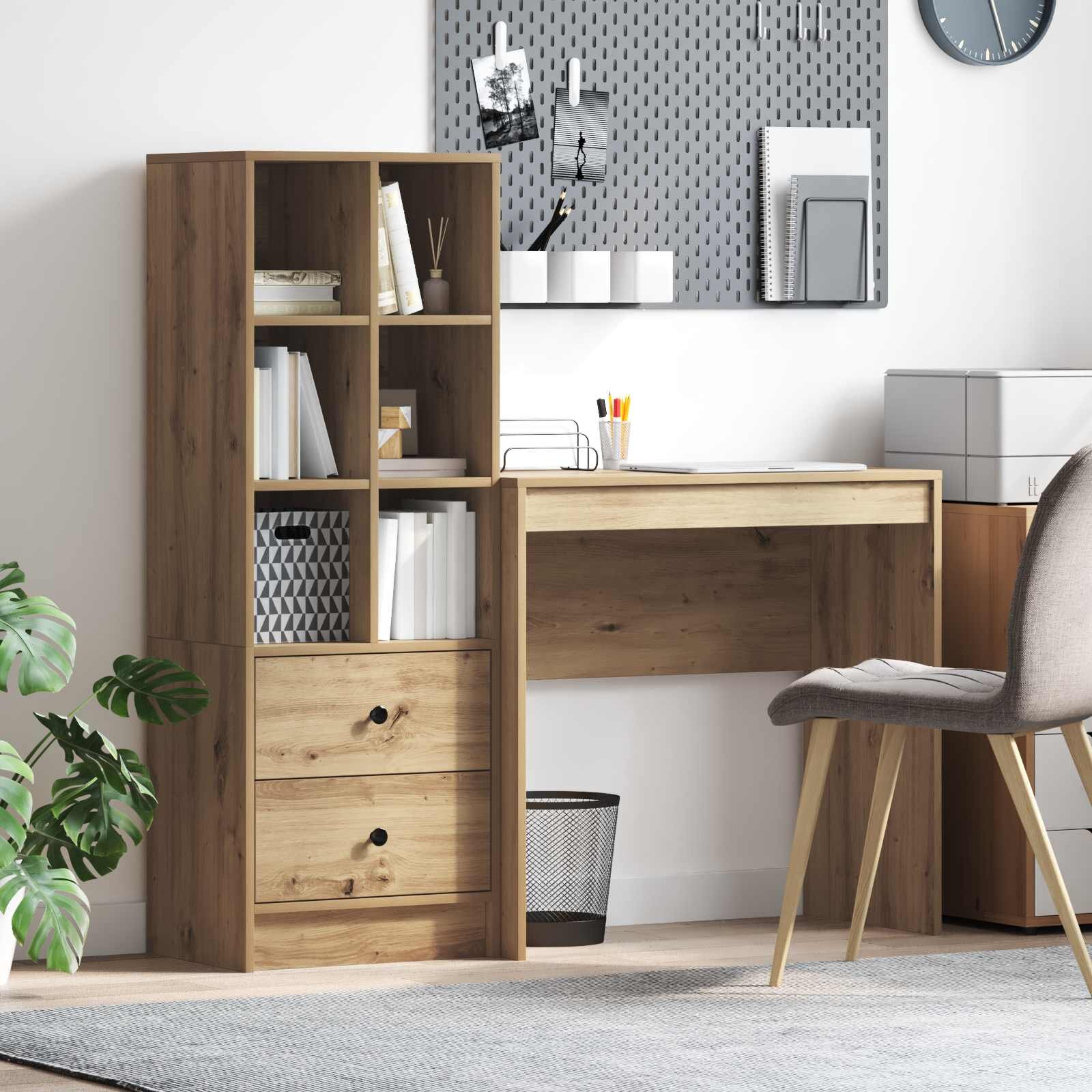 vidaXL Бюро Дъб 1255 x 40 x 127 см 2 бр.