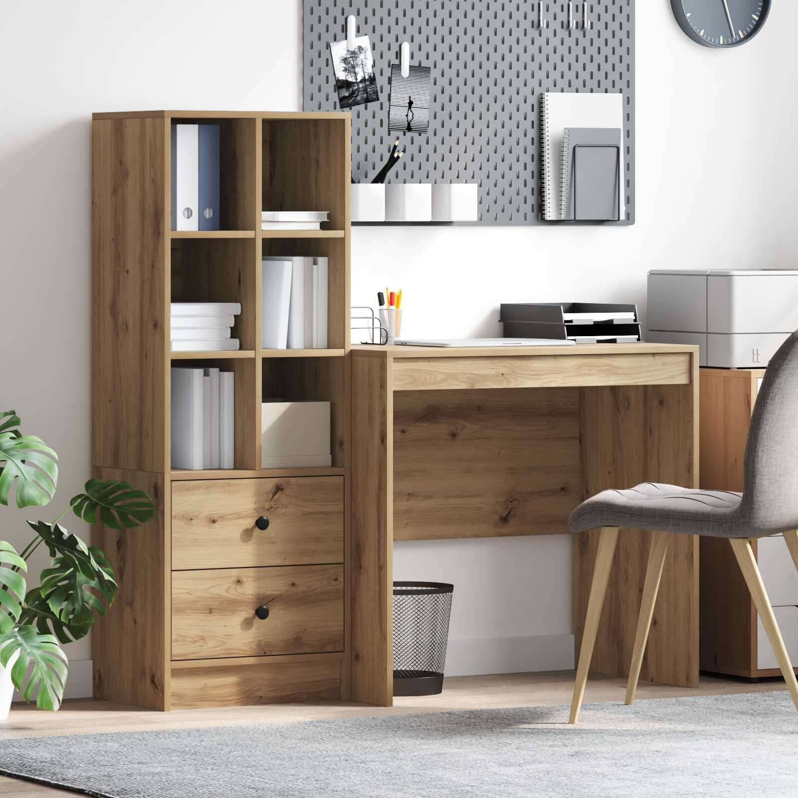vidaXL Бюро Дъб 1255 x 50 x 127 см 2 бр.
