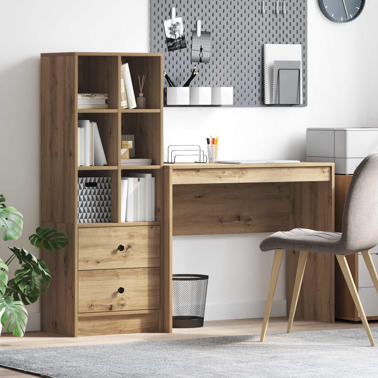 vidaXL Бюро Дъб 1355 x 40 x 127 см 2 бр.