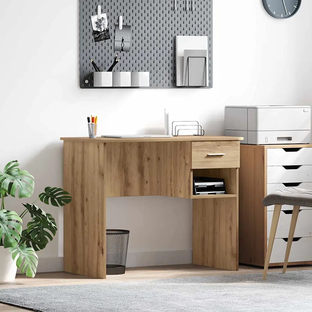 vidaXL Бюро Дъб 90 x 49 x 75 см Инженерна дървесина