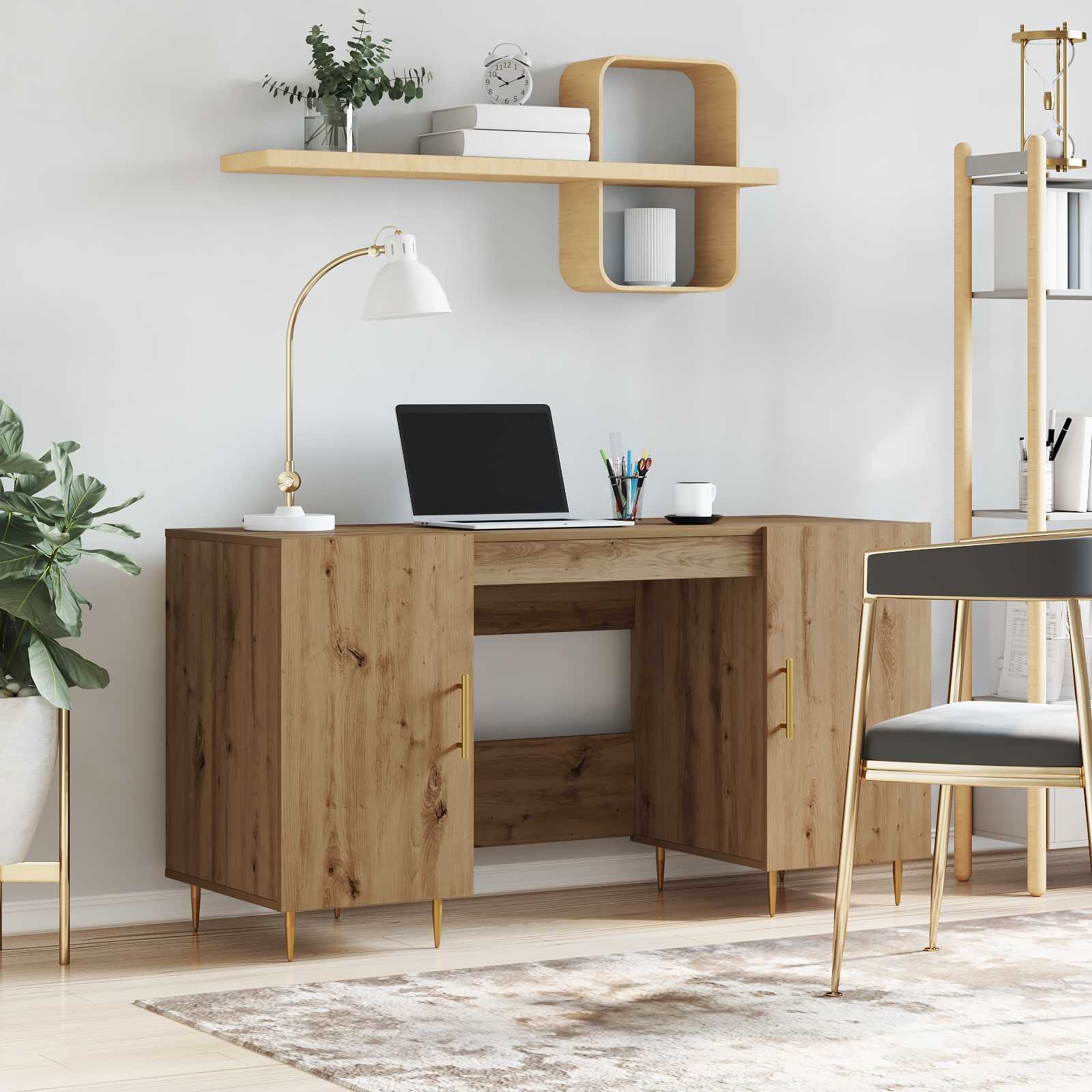 vidaXL Бюро дъб артизан Инженерна дървесина 140 x 50 x 75 см