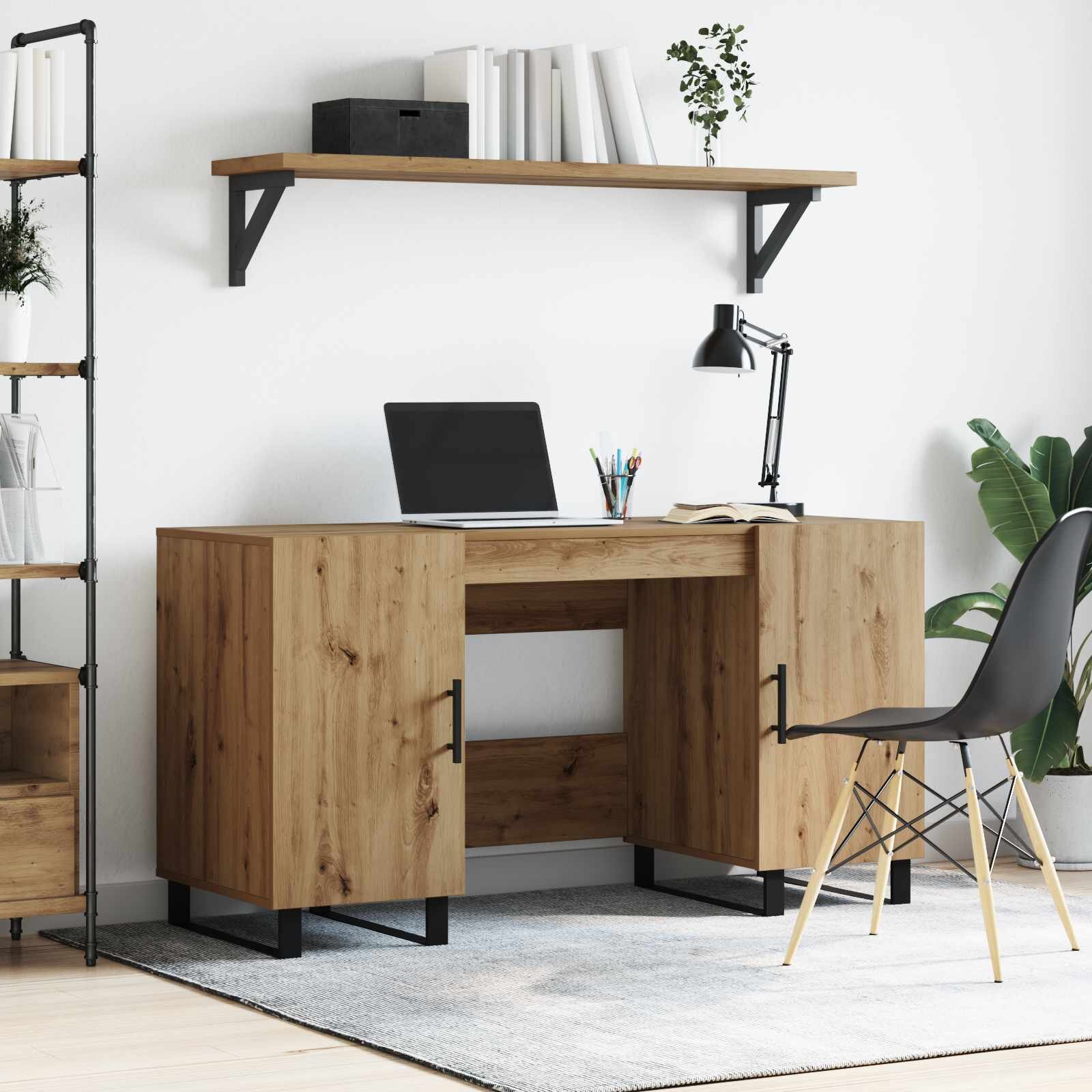 vidaXL Бюро дъб артизан Инженерна дървесина 140 x 50 x 75 см