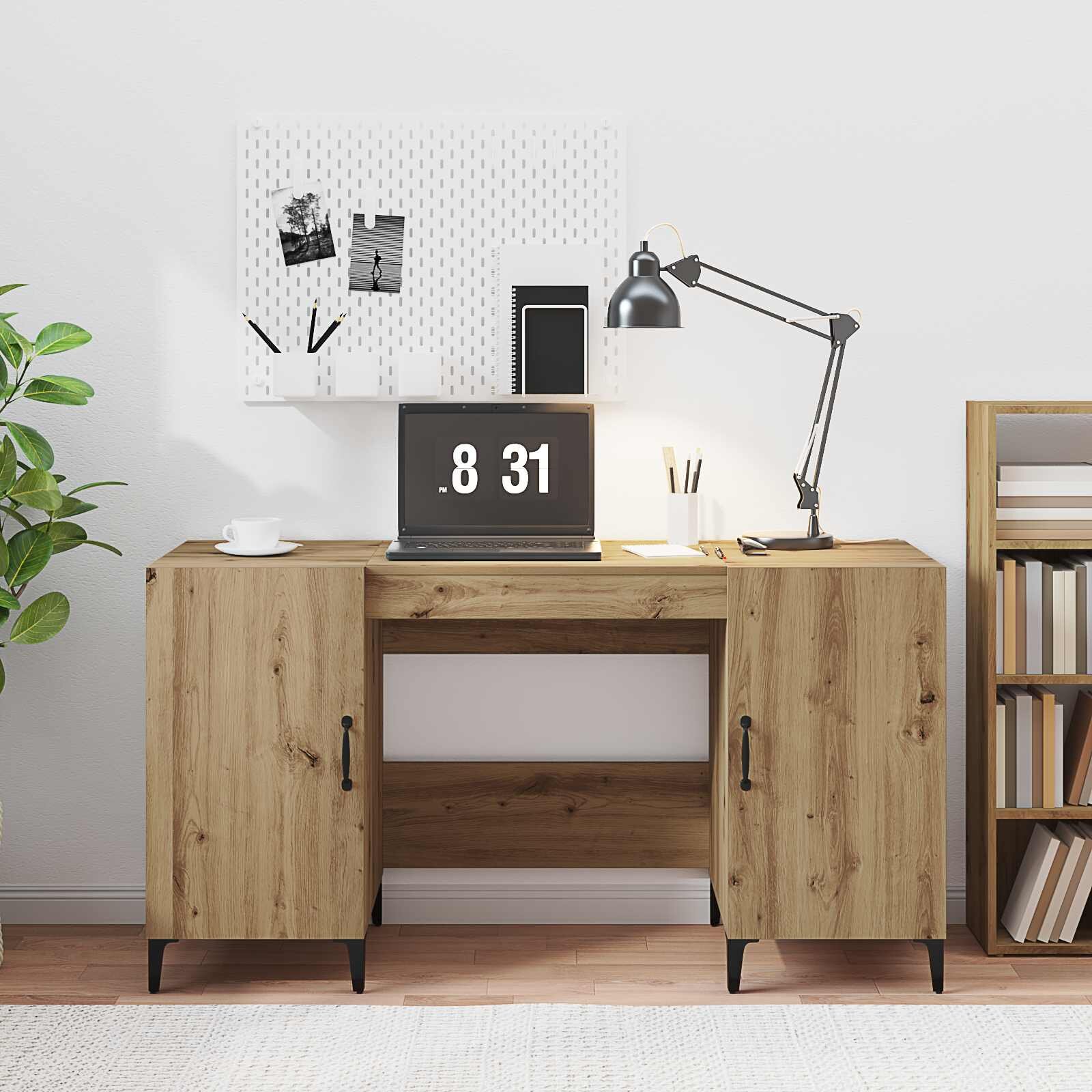 vidaXL Бюро Дъб Артизан Инженерна дървесина 140 x 50 x 75 см