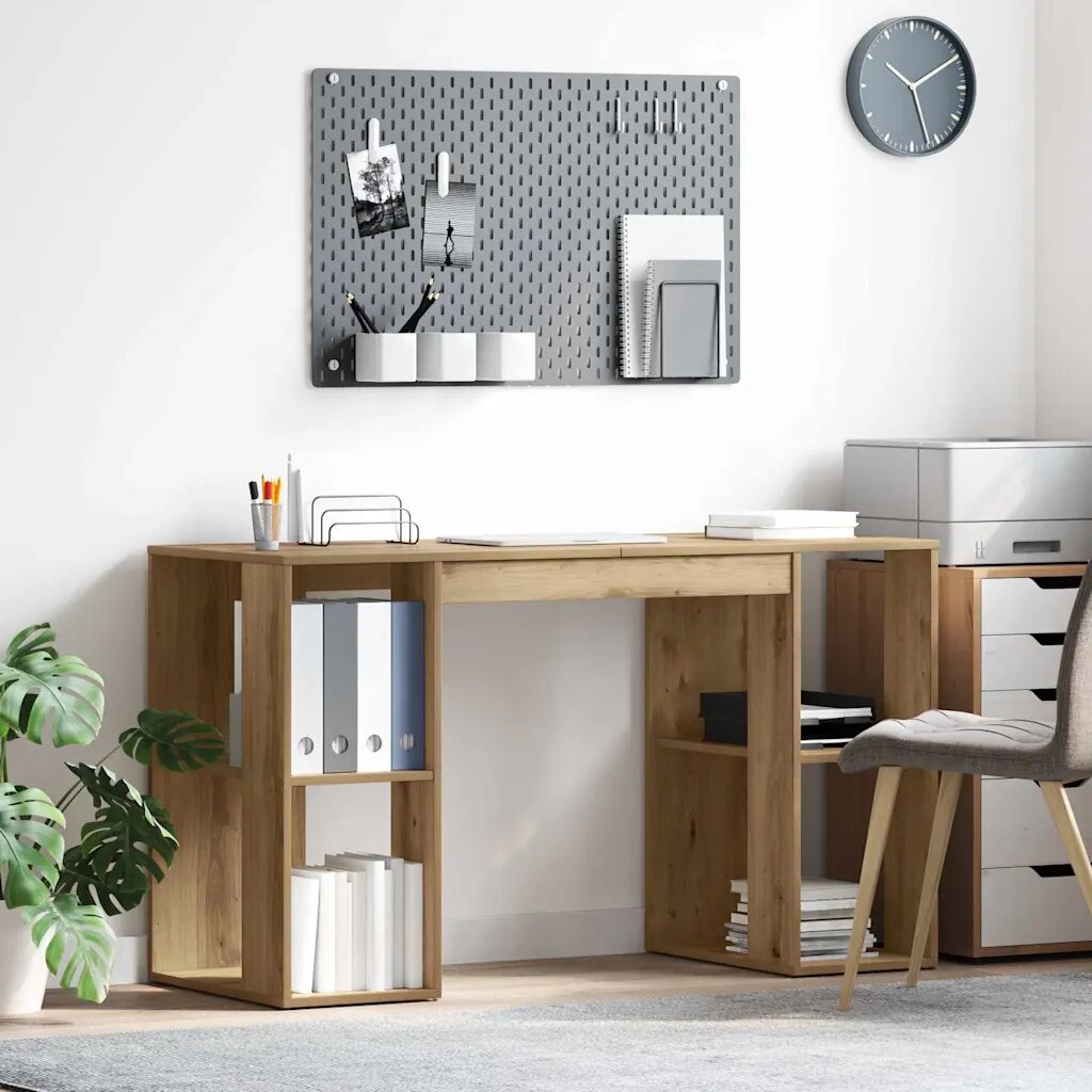 vidaXL Бюро Дъб Инженерна дървесина 130 x 50.5 x 75 см