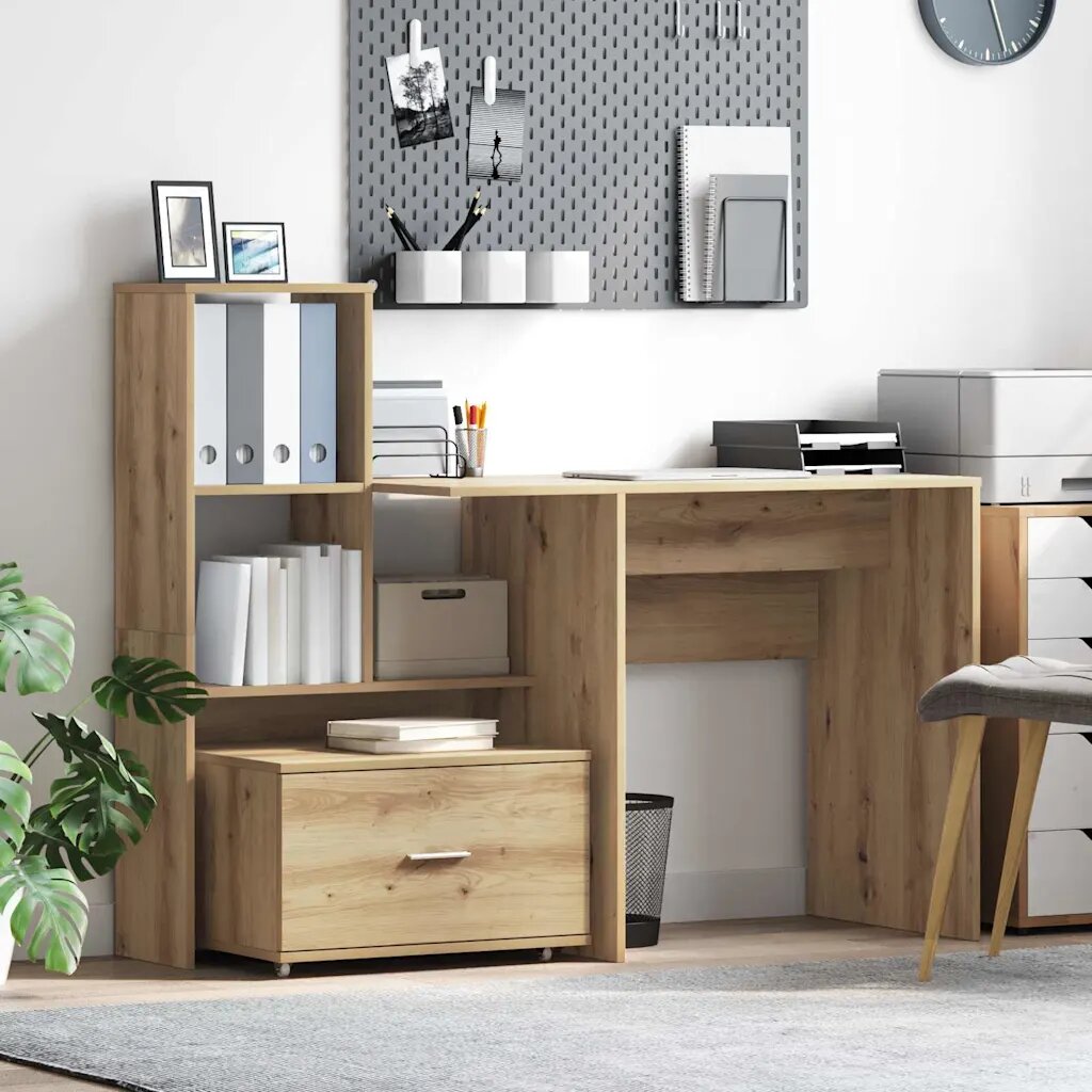 vidaXL Бюро Дъб Инженерна дървесина 1315 x 50 x 1065 см