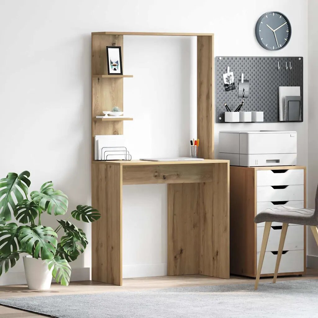 vidaXL Бюро Дъб Инженерна дървесина 785 x 37 x 1545 см